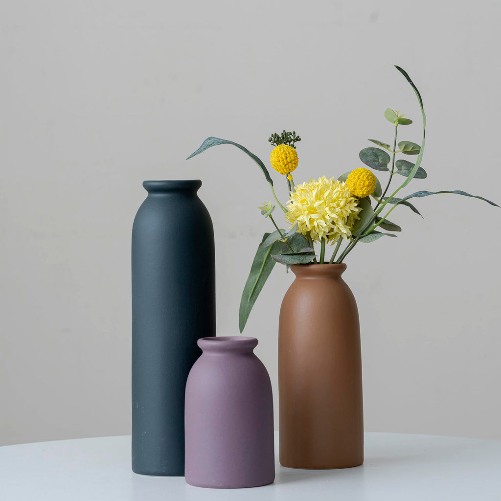 Tall Decorative Ceramic Vase Set, 3 Pieces