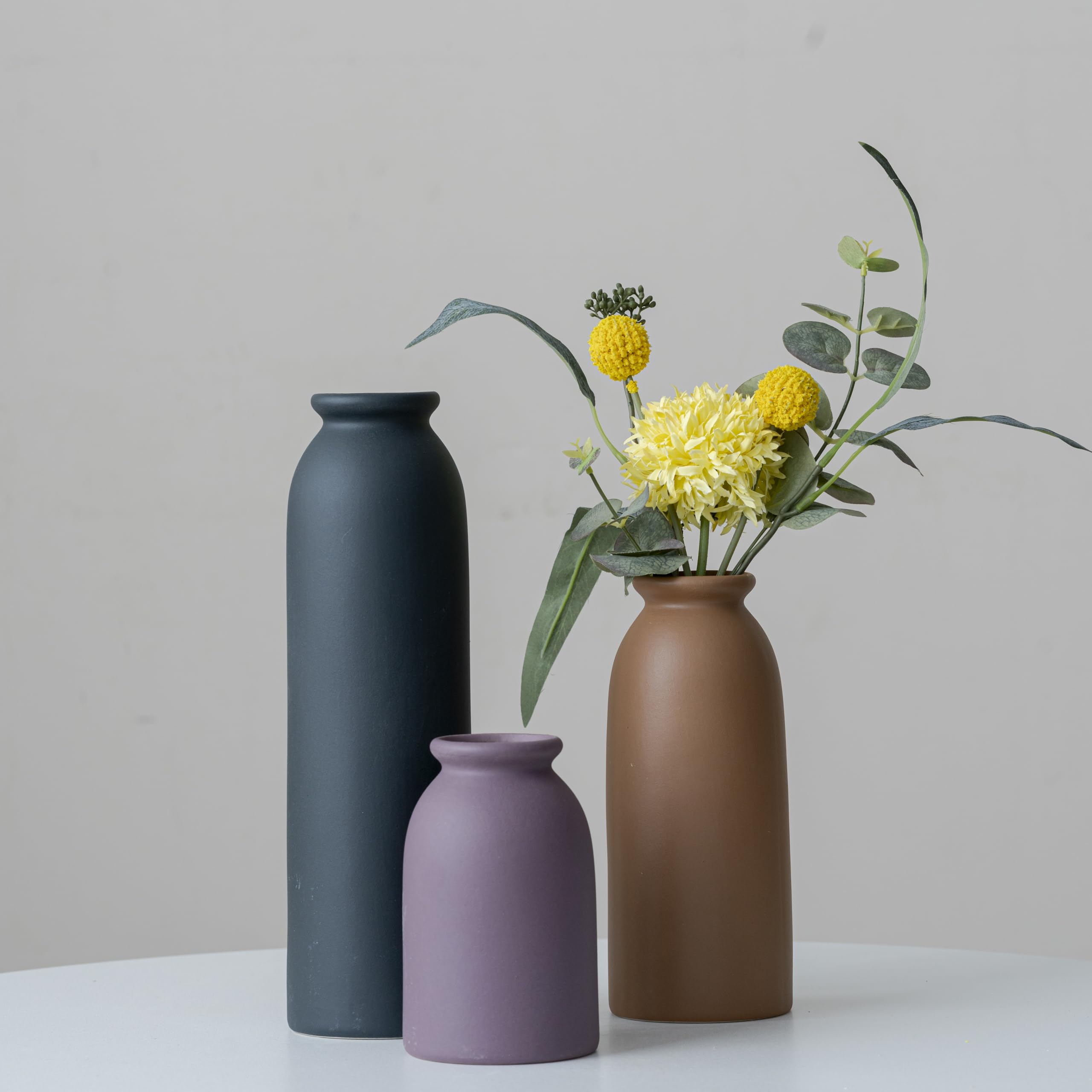 Tall Decorative Ceramic Vase Set, 3 Pieces