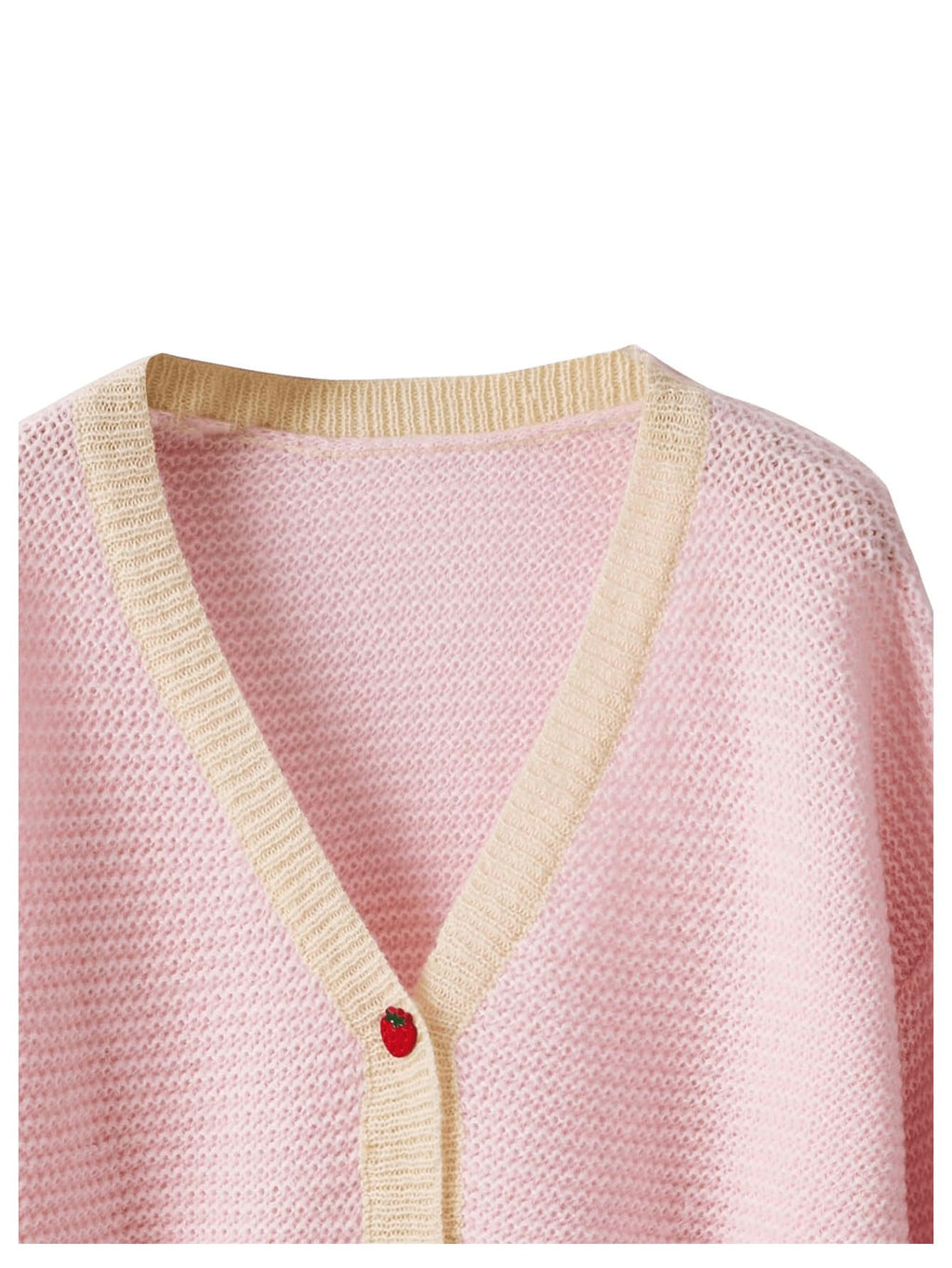 Women's Strawberry Pattern Open Front Bishop Sleeve Casual Cardigan