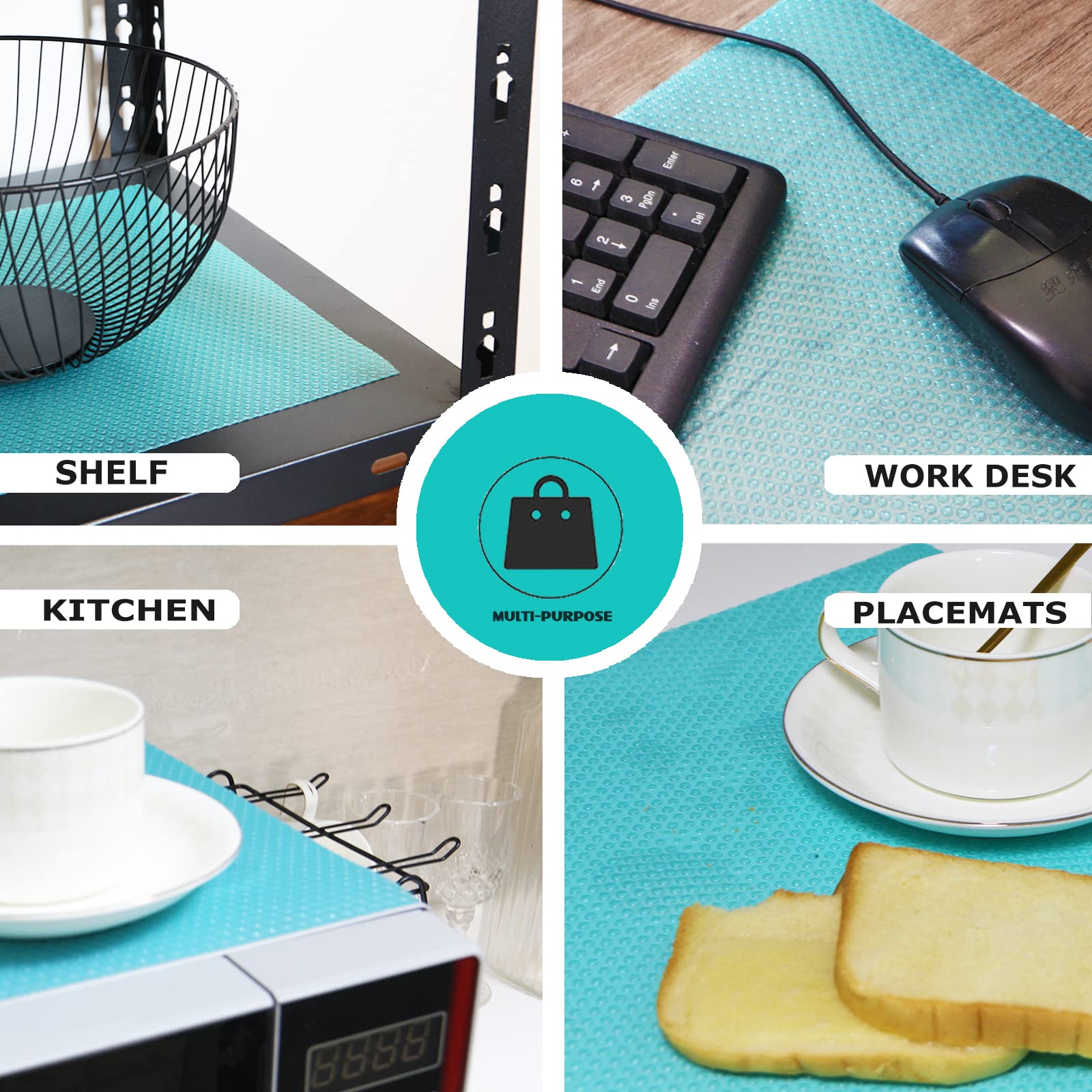 Washable Fridge Liner Mats Covers Pads for Glass Shelf Cupboard Cabinet Drawer Home Kitchen Accessories Organization, 12Pcs Refrigerator Liners