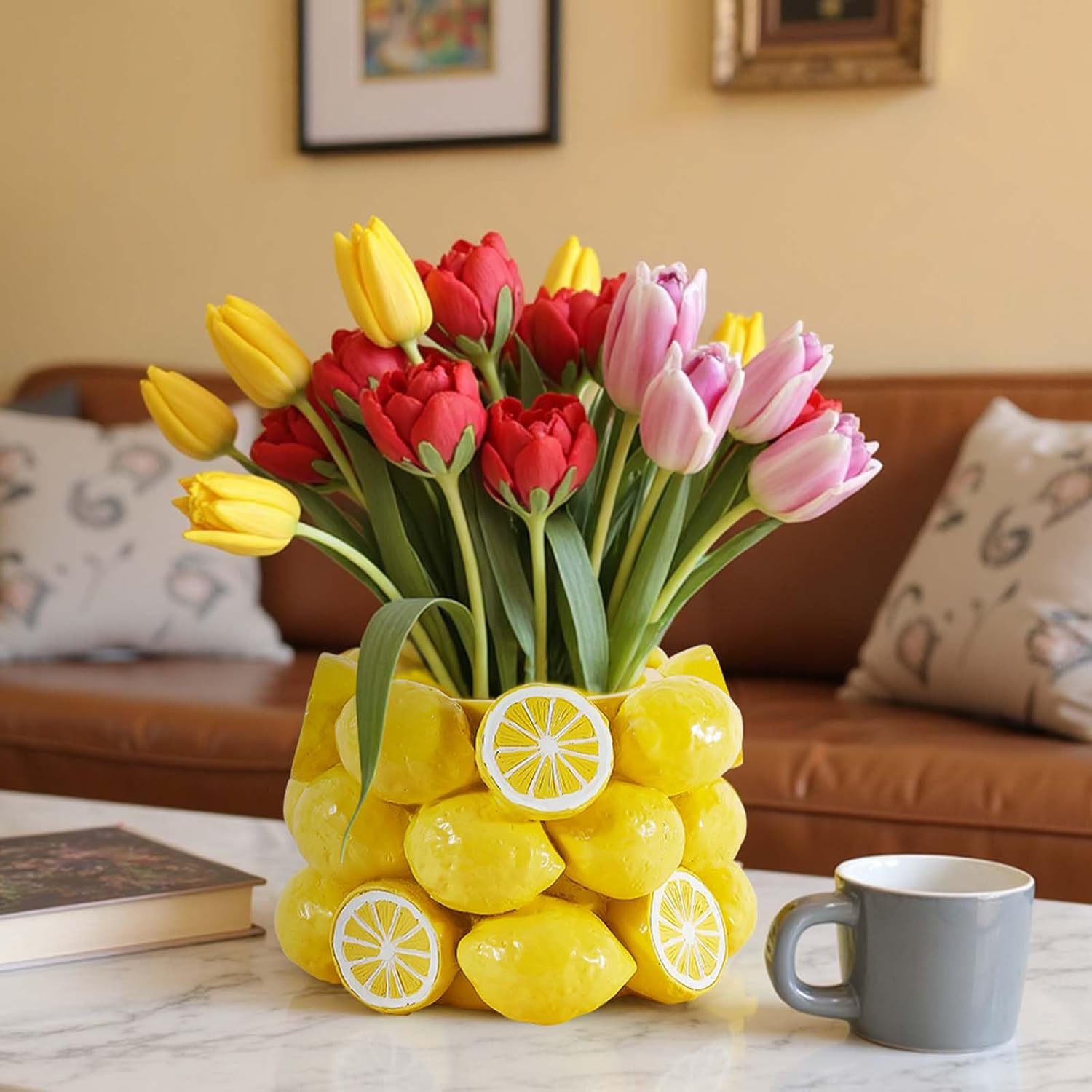 Lemon Vase, Yellow 3D Lemons-Shaped Design Décor