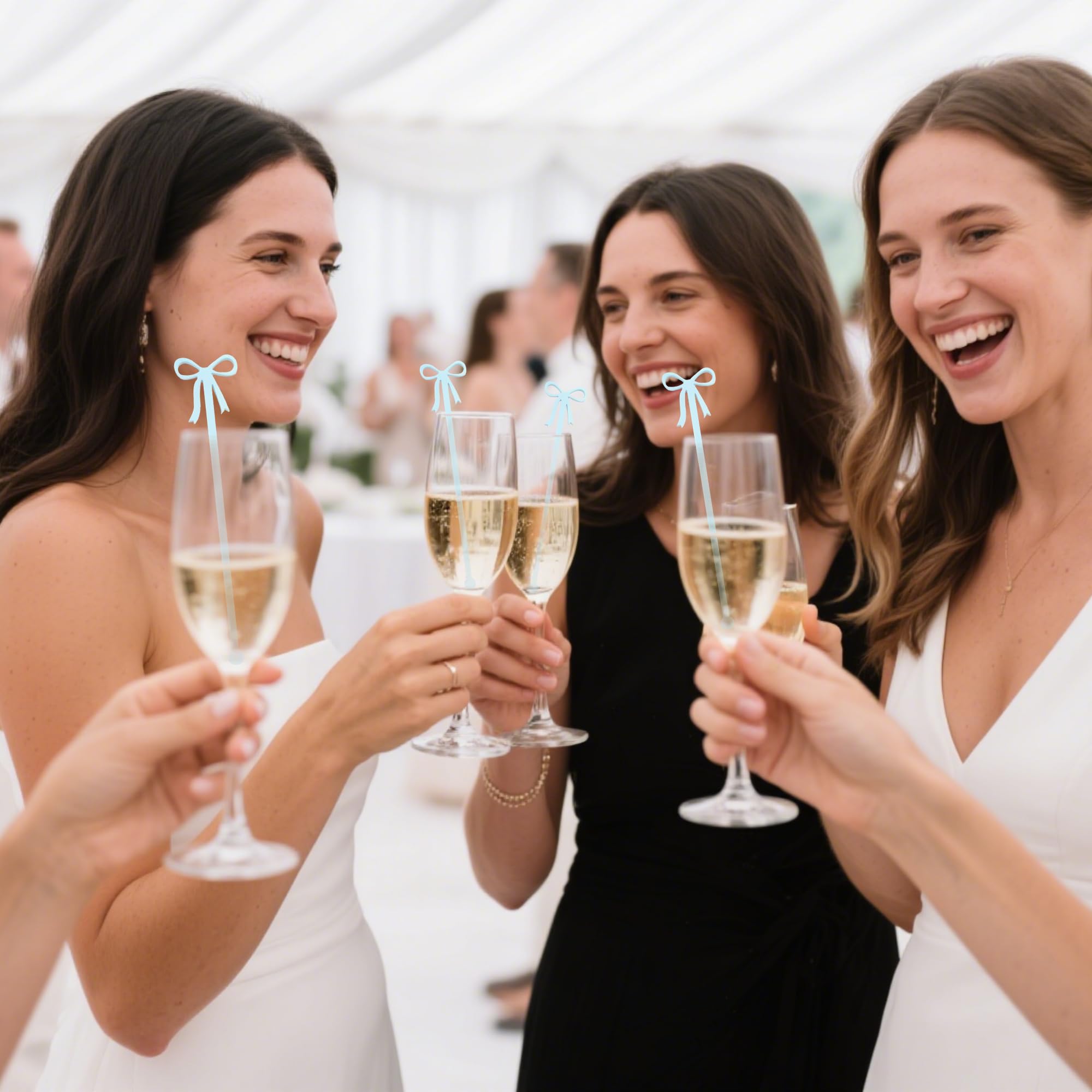 Coquette 20 pcs Bow Drink Stirrers, Acrylic Drink Stirs for Bow Themed Party Decoration