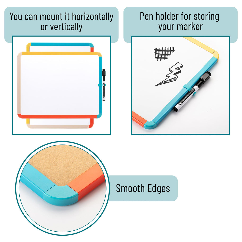 Dry Erase Board, 14â€?x 11â€?with a Black Dry Erase Marker Color Frame, Small White Board Dry Erase Whiteboard