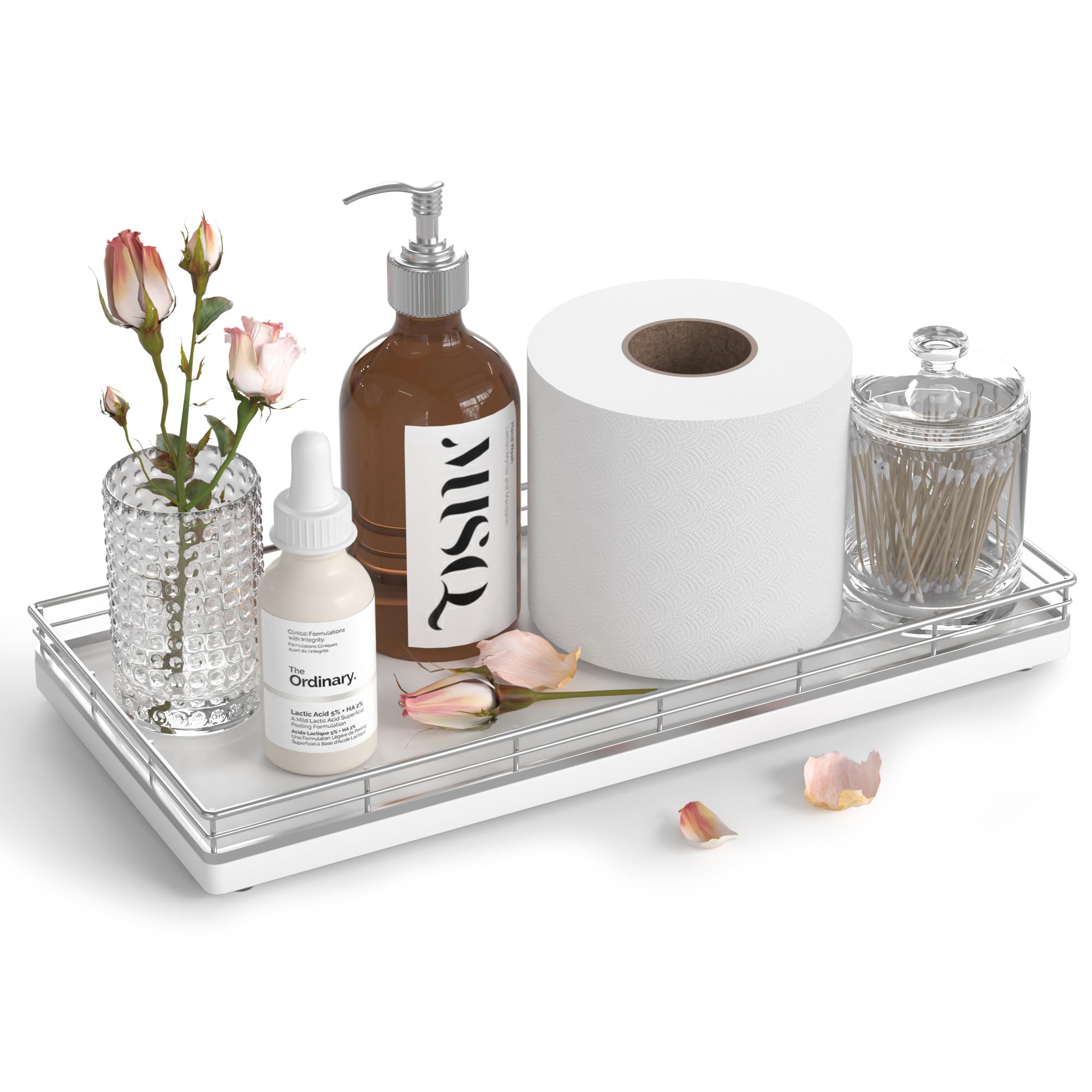 Vanity Tray for Jewelry Candle Makeup Perfume Holder Toilet Tank Tray Soap Cologne Organizer