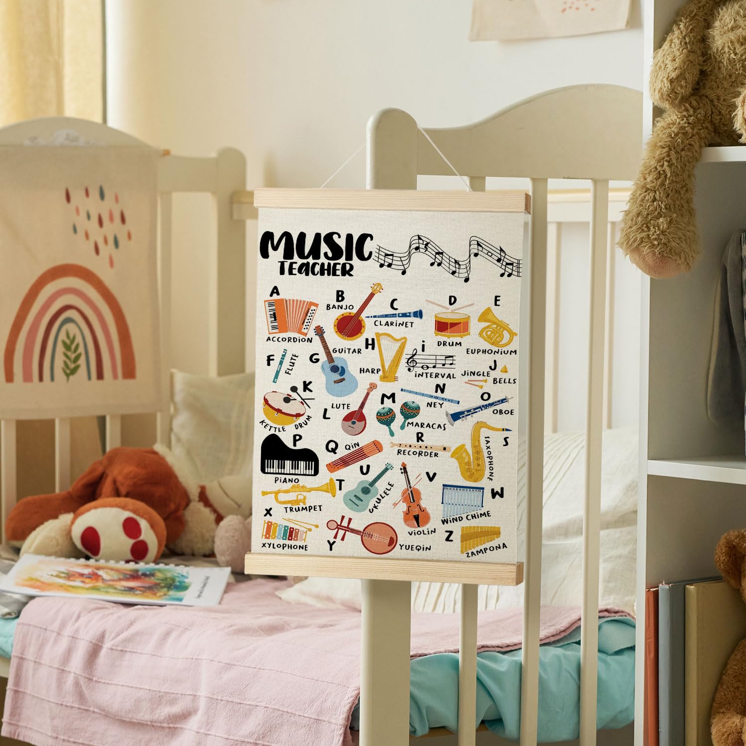 Coquette Teacher Wall Decor - Preppy Teacher Wall Art with Wooden Poster Hanger, for Office & Classroom, 12x16 Inch