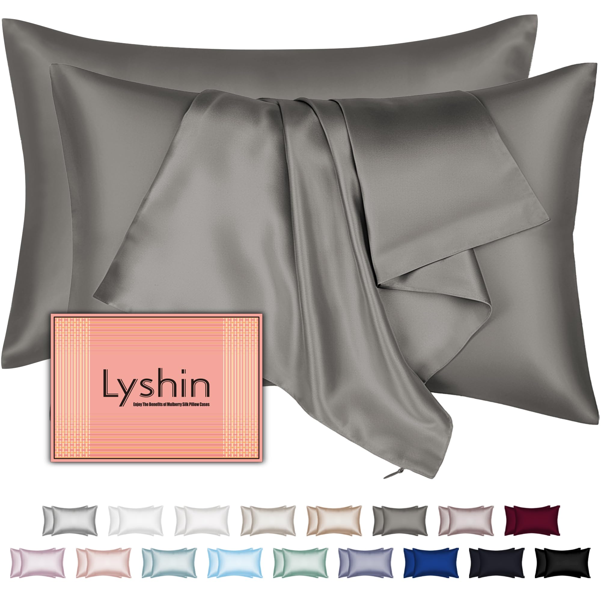 Silk Pillow Cases with Hidden Zipper, Ultra Smooth and Soft Breathable Cooling Silk Satin Pillowcase