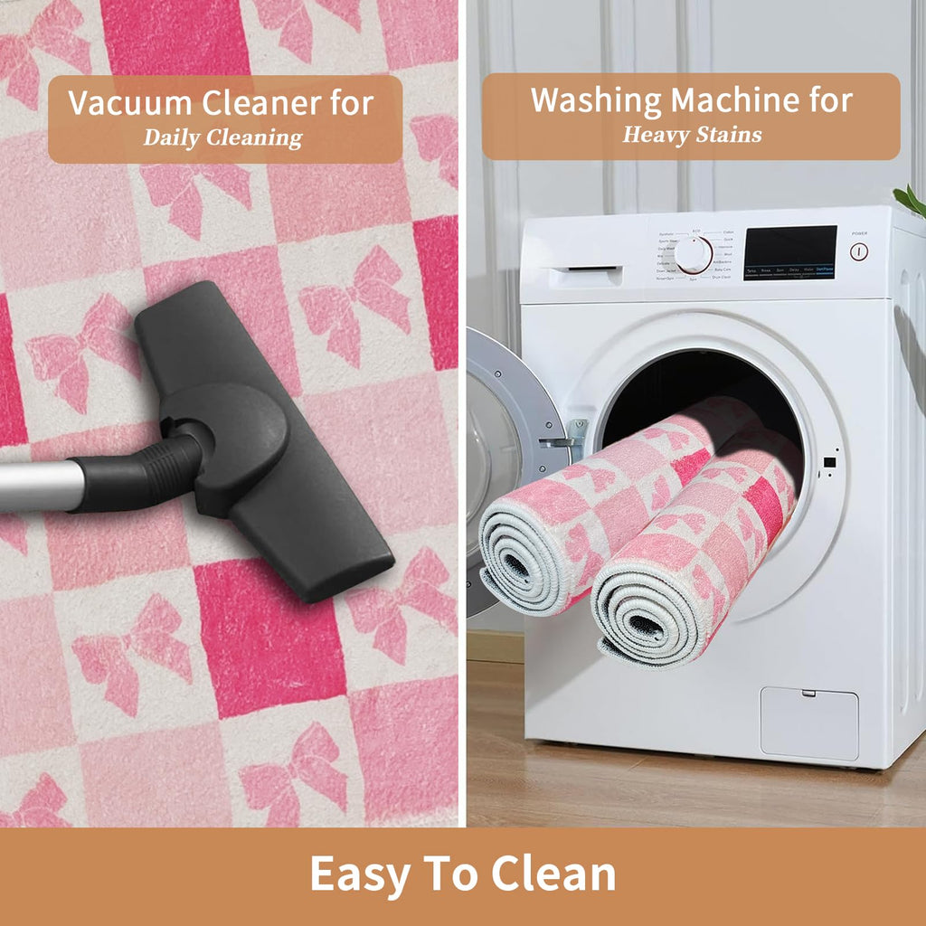 Long Bathroom Rug, Cute Coquette Absorbent Non Slip Bathroom Mat Soft Plush Washable, Decor for Bedroom Hallway Kitchen 16"×48"