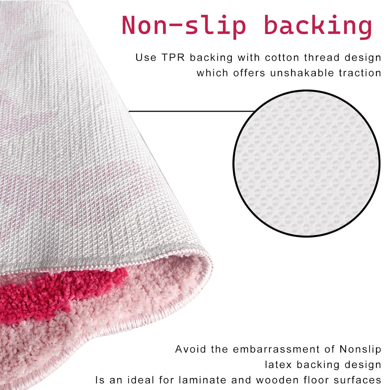 Coquette Bow Bathroom Mat Non Slip Bow Rug Cute Scallop Carpet Room Decor Microfiber Absorbent Bath Rug