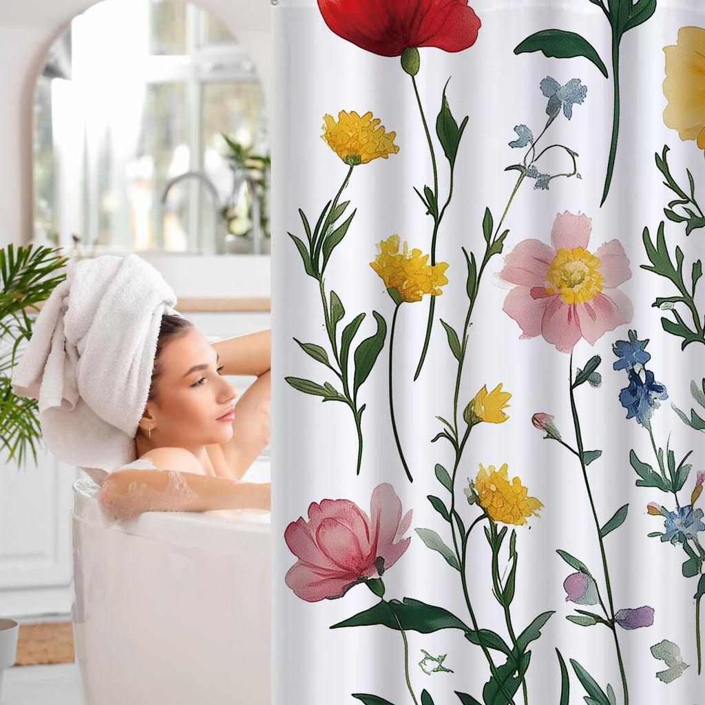 Cute Shower Curtain for Bathroom Modern Aesthetic Funky Decorative, Pretty Chic Cloth Set with Hooks, 72x72 Inch