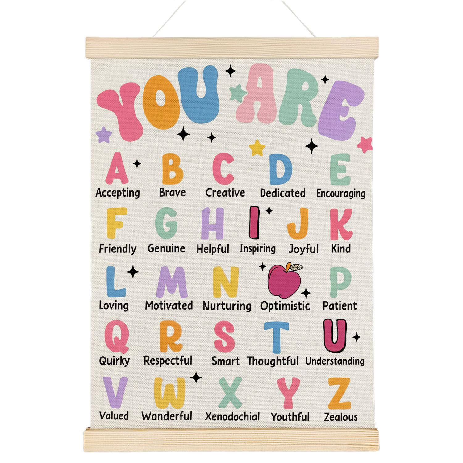 Coquette Teacher Wall Decor - Preppy Teacher Wall Art with Wooden Poster Hanger, for Office & Classroom, 12x16 Inch