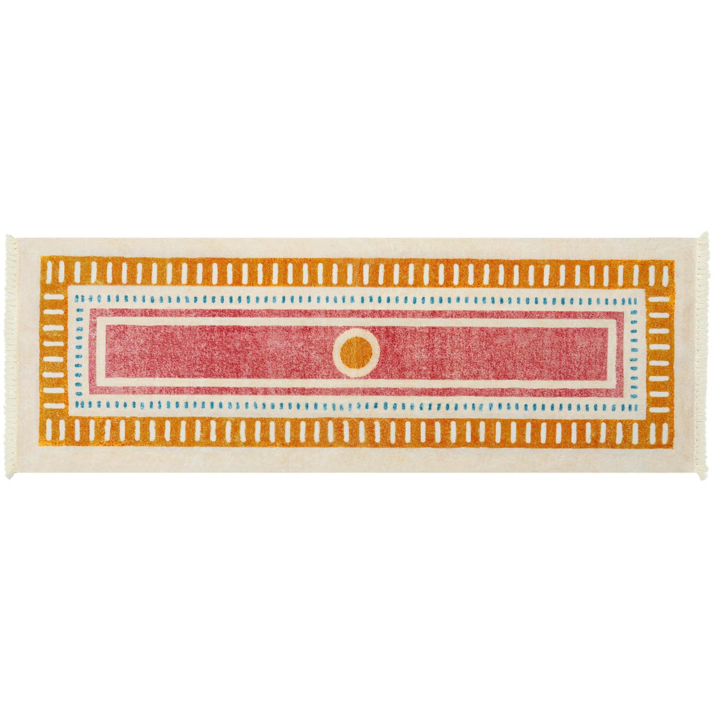 Orange Rainbow Boho Runner Rugs with Fringes, Sun Washable Hallway Runner Rug, Soft Non-Slip Area Rug