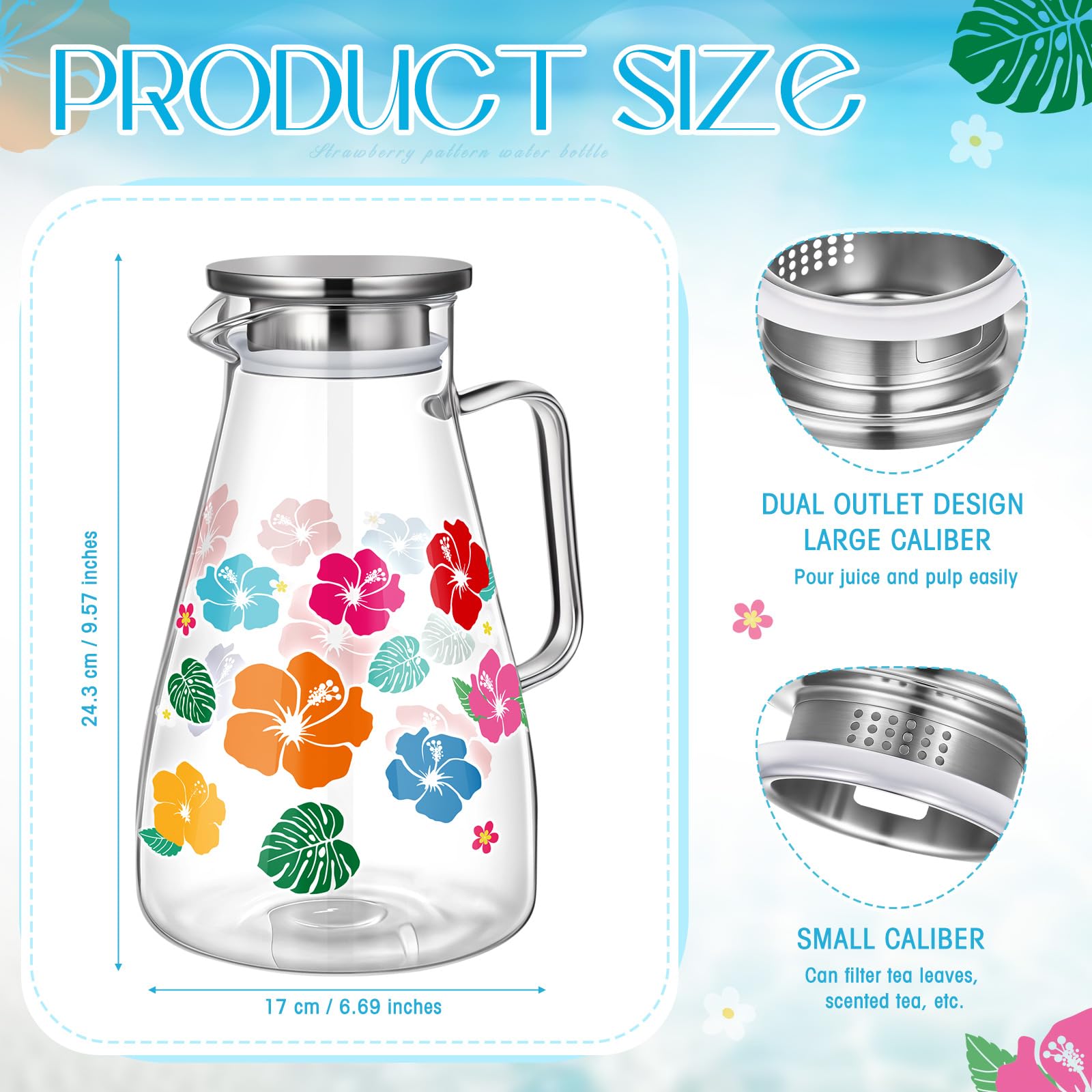 Glass Pitcher with Lid Water Pitcher with Handles Hot and Cold Resistant