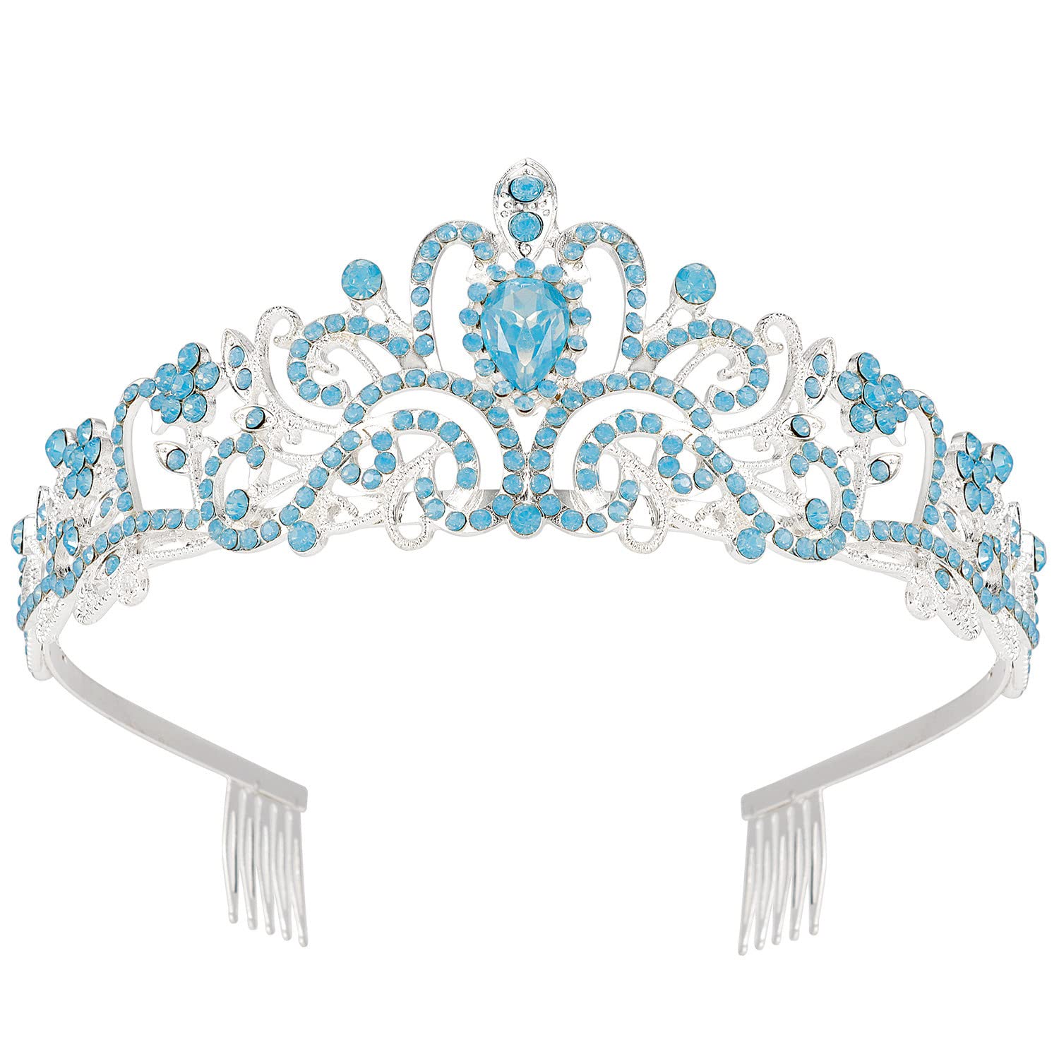 Princess Crystal Tiara Crown Headband Elegant Crown With Combs