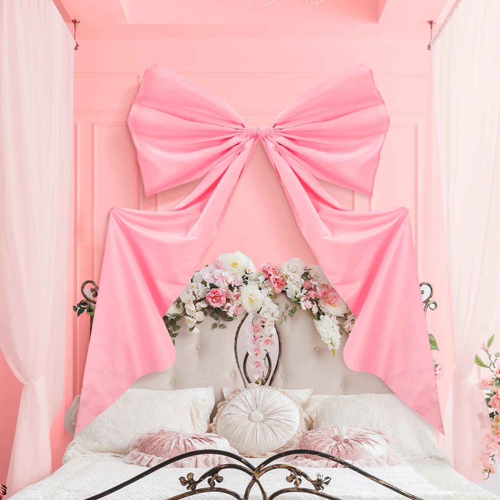 Large Big Wall Bow Decorations 39 x 72 Inch Coquette Decor Ribbon Hanging Tie Bow Decor