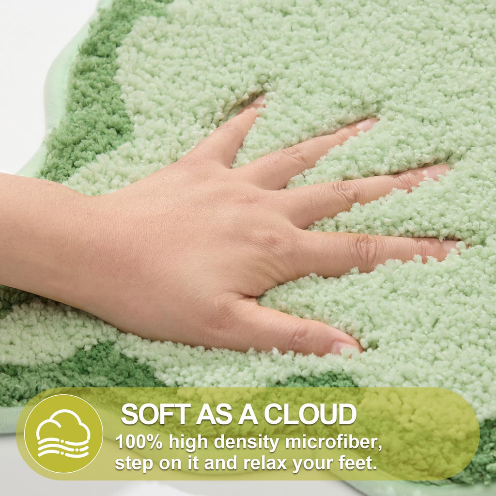 Cute Scalloped Bath Mat, Fun Plush Microfiber Scallop Bathroom Rugs Non Slip Washable Quick Dry Absorbent