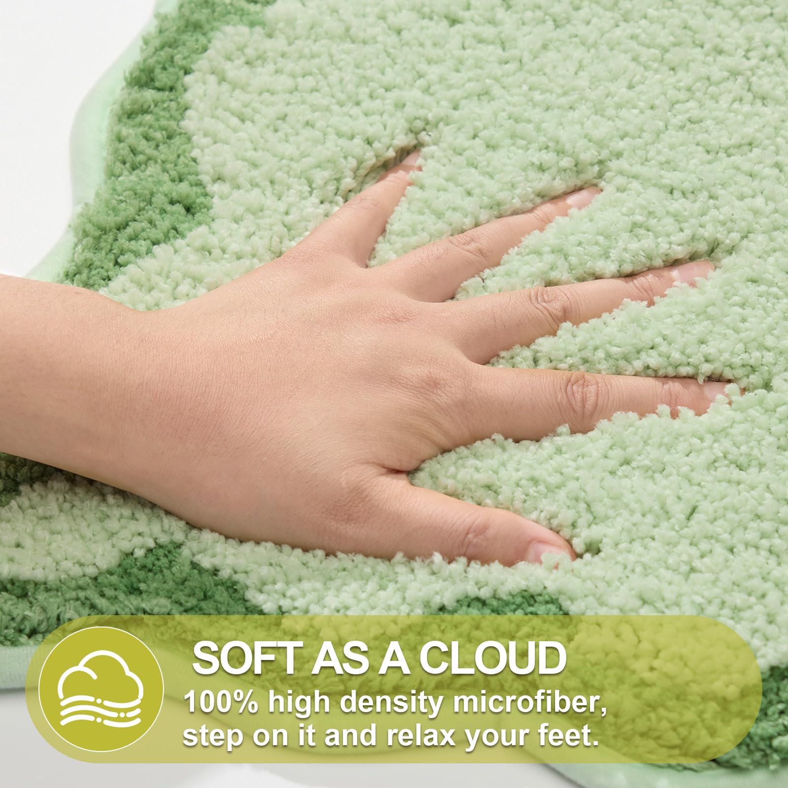 Cute Scalloped Bath Mat, Fun Plush Microfiber Scallop Bathroom Rugs Non Slip Washable Quick Dry Absorbent