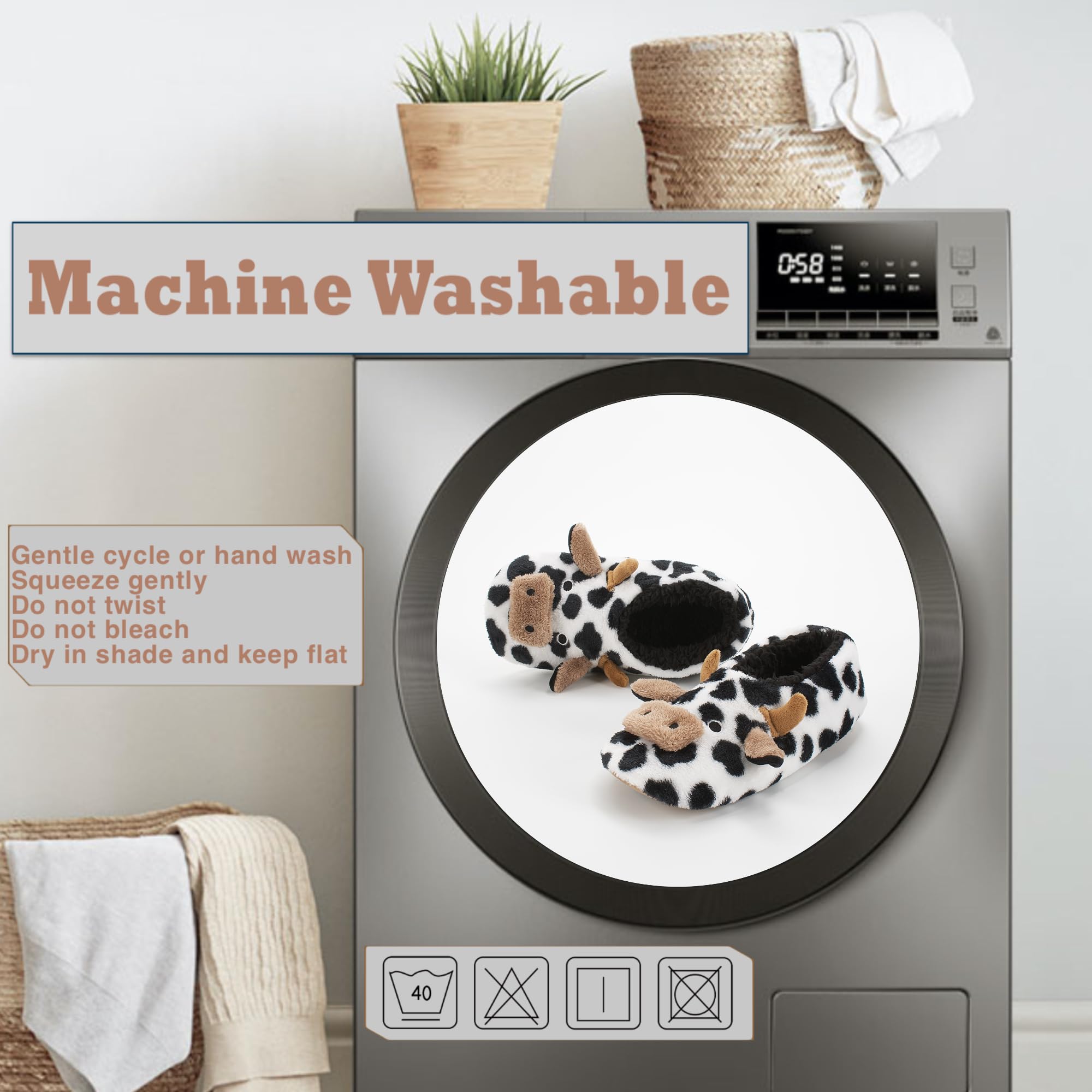 Cute Animal House Slippers - Fuzzy Warm Bedroom Slipper Socks Non-Slip Grippers