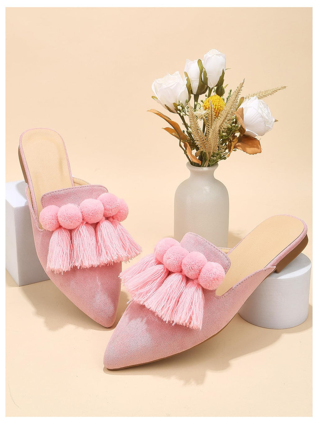 Women's Dress Shoes Slip On Flats Comfortable Pointed Toe Mules Dressy Casual Loafers Shoes