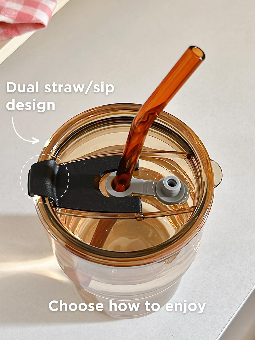 Glass Tumbler with Straw and Lid, Reusable Iced Coffee Cup Tumbler, Cute Glass Cups 13oz