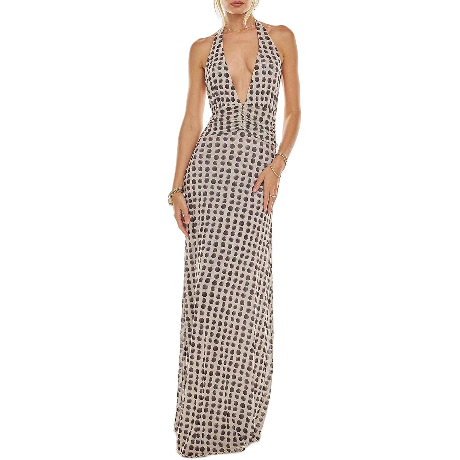 Women's Strapless Neck Scarf Floral Dresses Open Back Bodycon Long Dress Maxi Fitted Sundress