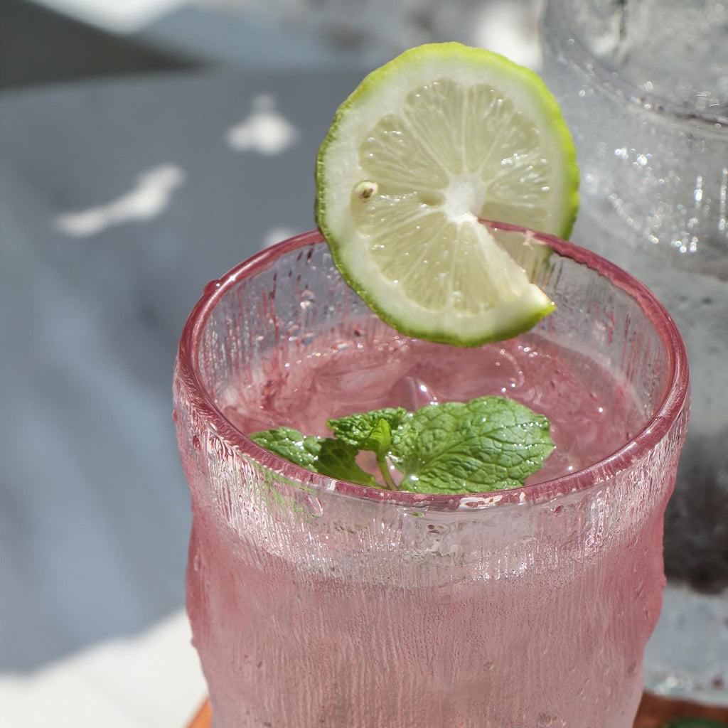 Drinking Glasses, Glassware Sets of 2, Mixed Drinking Glacier Pattern 12 oz Glass Cups