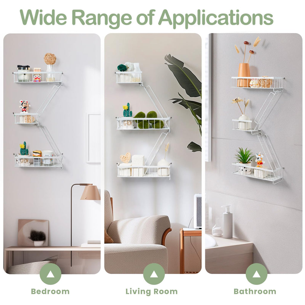 Fire Escape Shelf - Wall Decor Floating Shelves, Cute Metal Ladder Shelving for Bedroom, Home Decor Display (3-Tier)