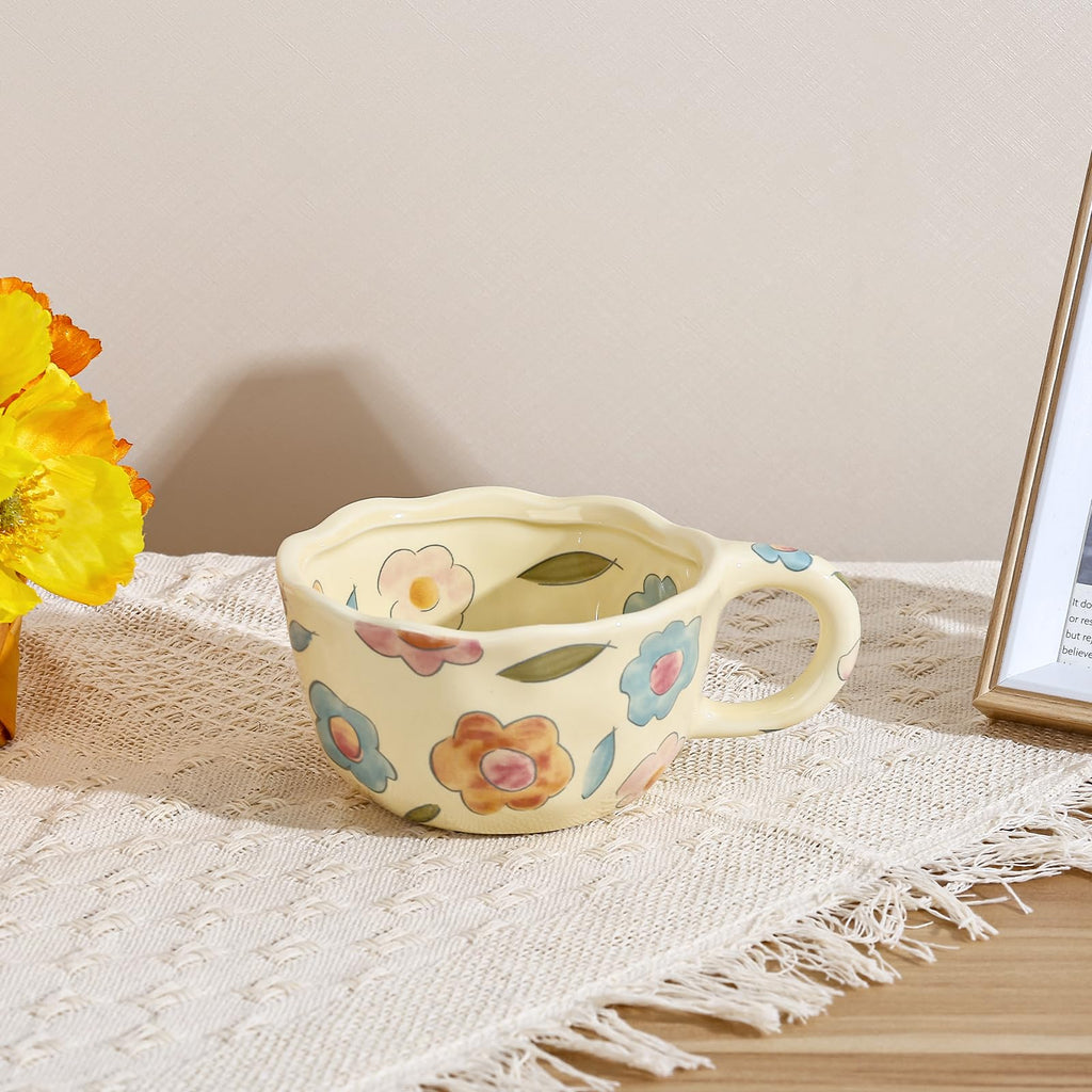 Ceramic Coffee Mug, Cute Floral Fruit Cup, Couple Mugs 8.5 oz/250 ml