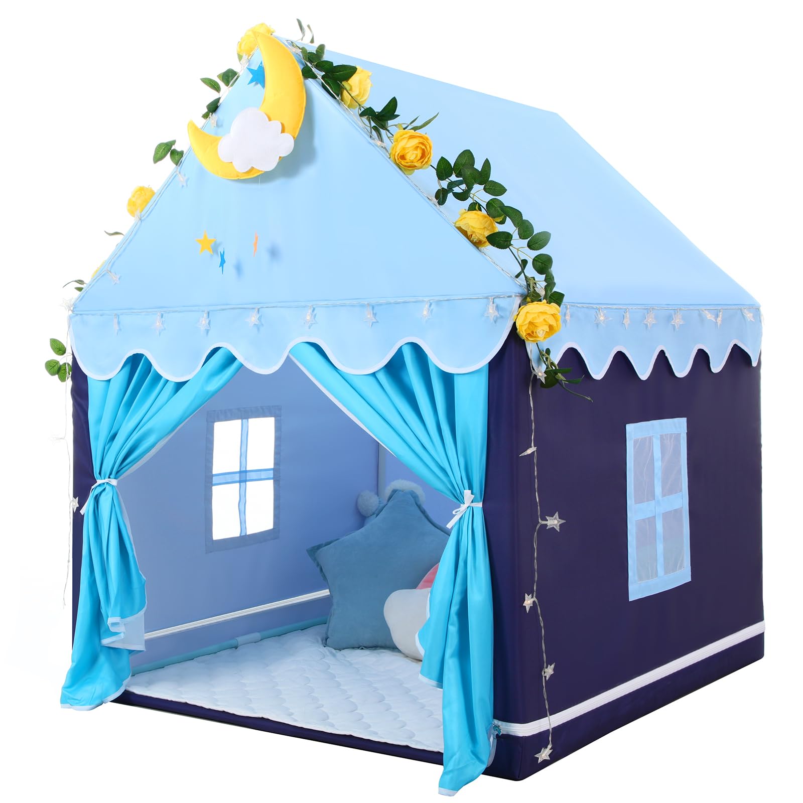 Kid Tent with Mat, Star Lights - Kids Play Tents for Toddlers Kids Tents Indoor Playhouse - Princess Tent for Girls Toy House