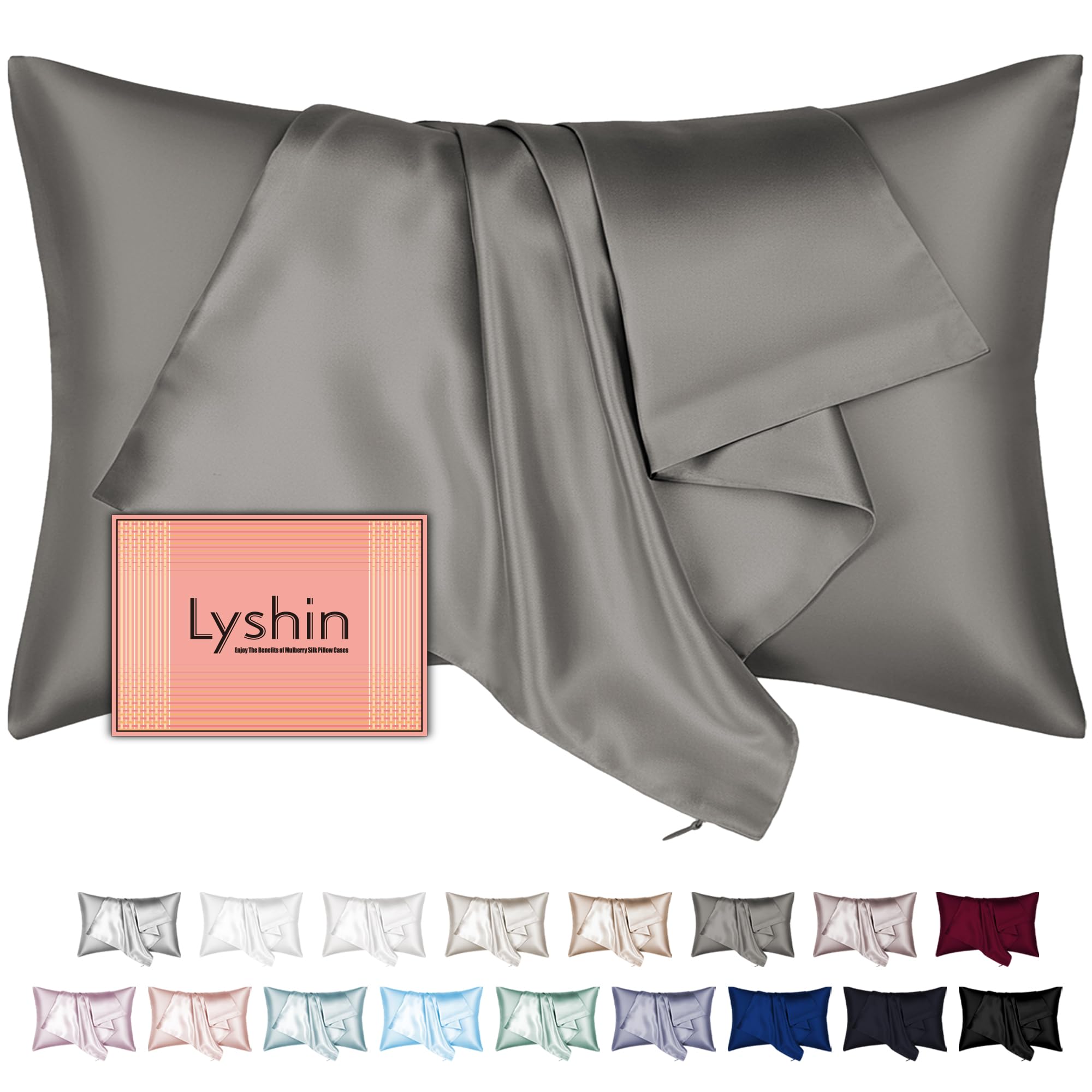 Silk Pillow Cases with Hidden Zipper, Ultra Smooth and Soft Breathable Cooling Silk Satin Pillowcase