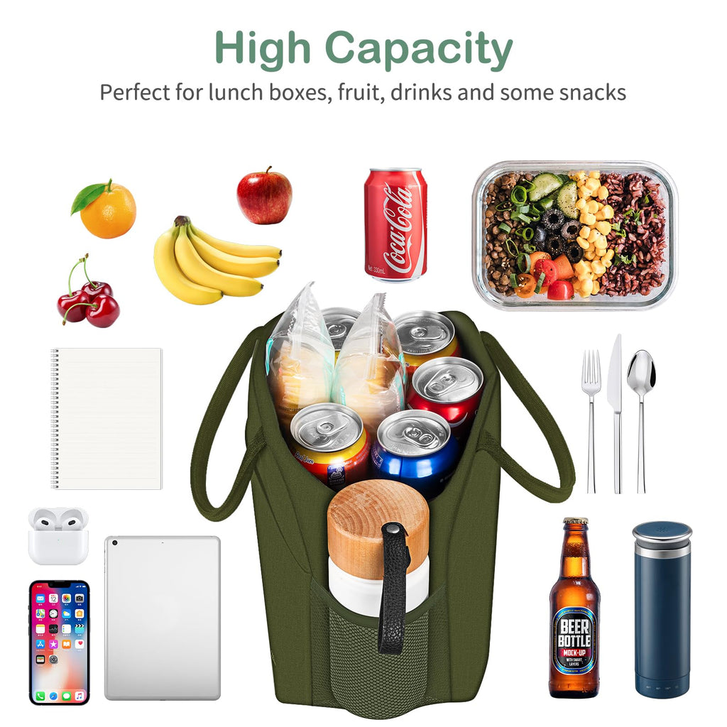 Reusable Insulated Lunch Tote Bag,Leakproof Food Handbags Case High Capacity