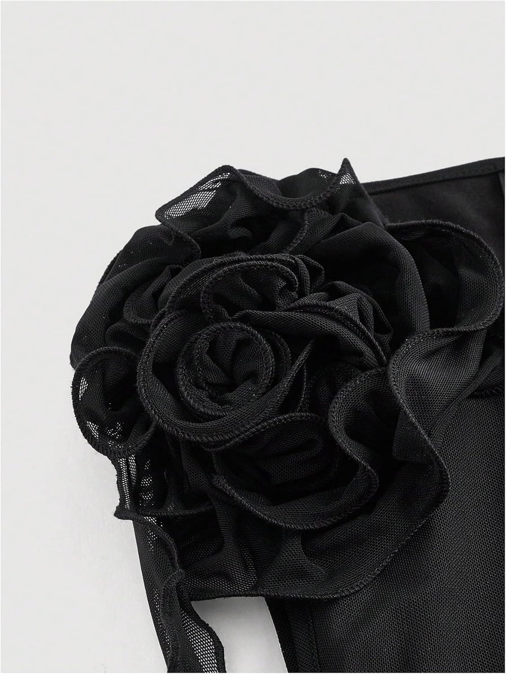 Women's Sleeveless Floral Appliques Bodycon Mesh Irregular Ruffle Hem Dress