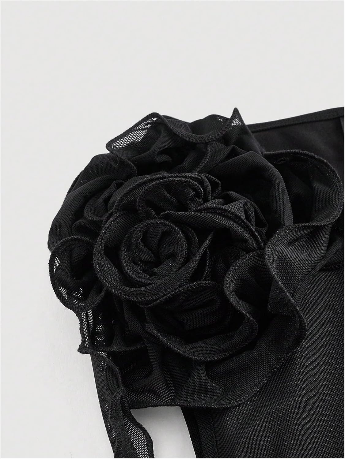 Women's Sleeveless Floral Appliques Bodycon Mesh Irregular Ruffle Hem Dress