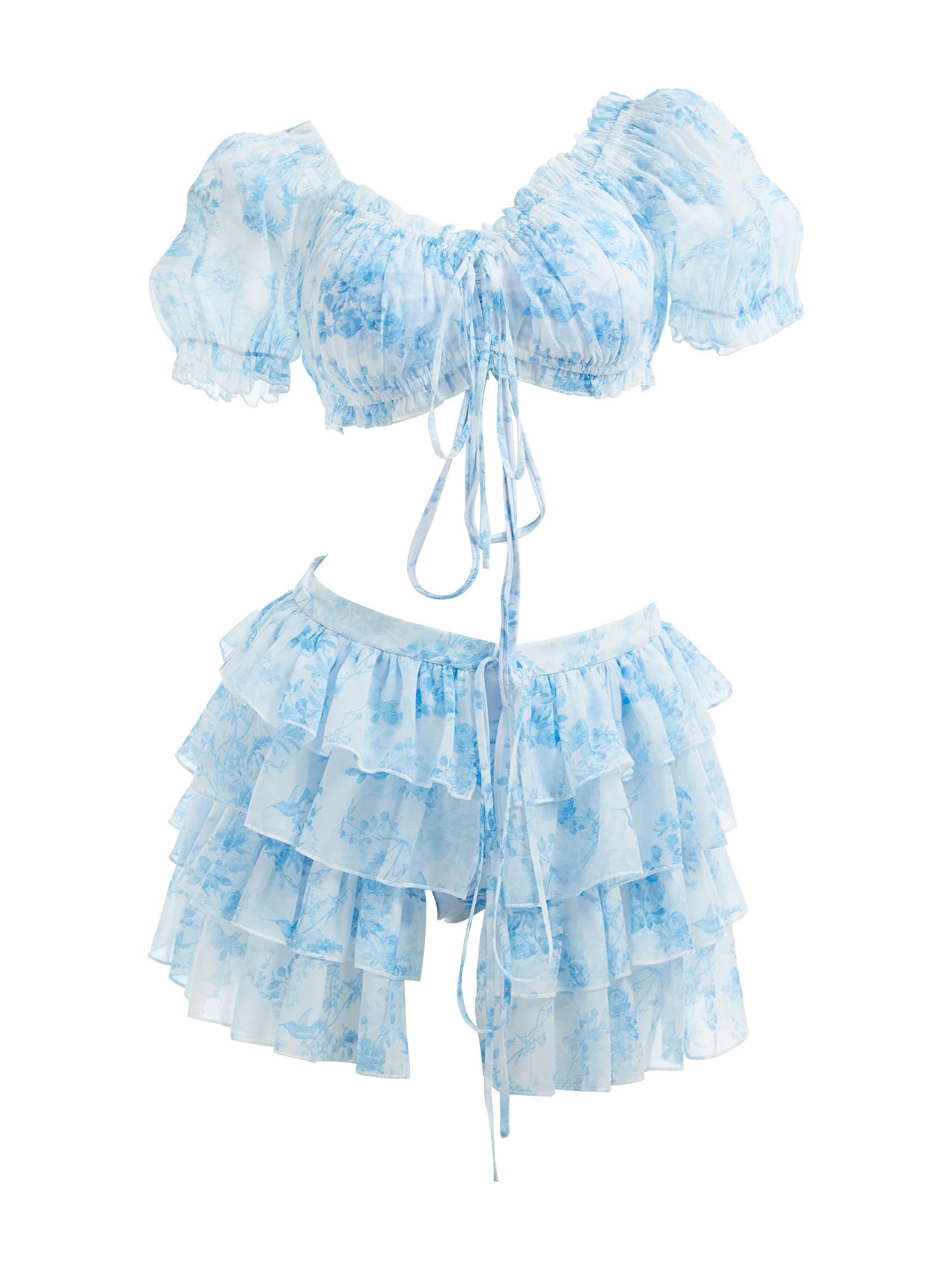 Womens Bikini Set 40's Retro Vintage Elegant Floral Bikini Swimsuit with Cover-up and Skirt