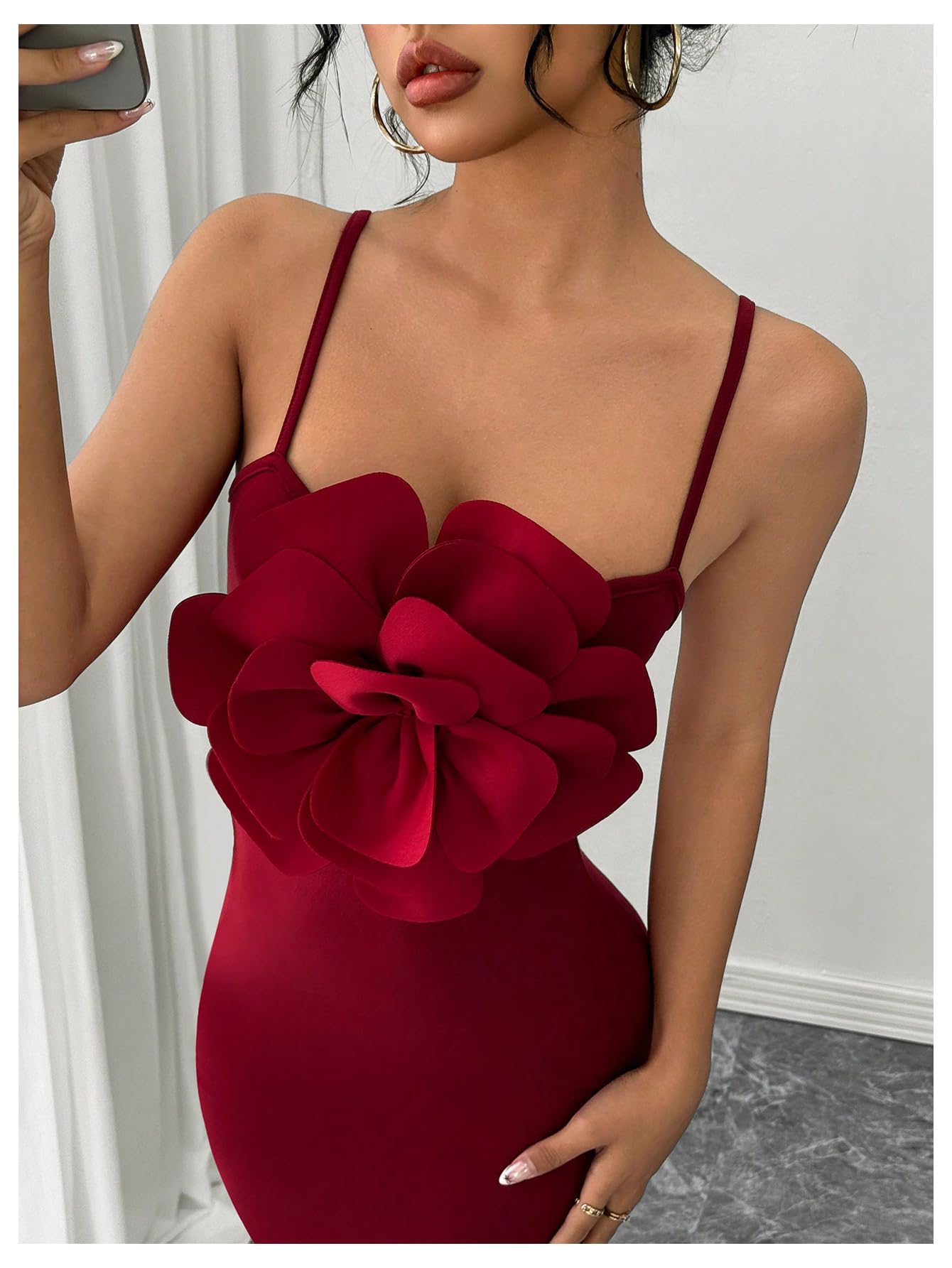 Women's Flower Bodycon Maxi Dresses Sleeveless Fishtail Long Dress