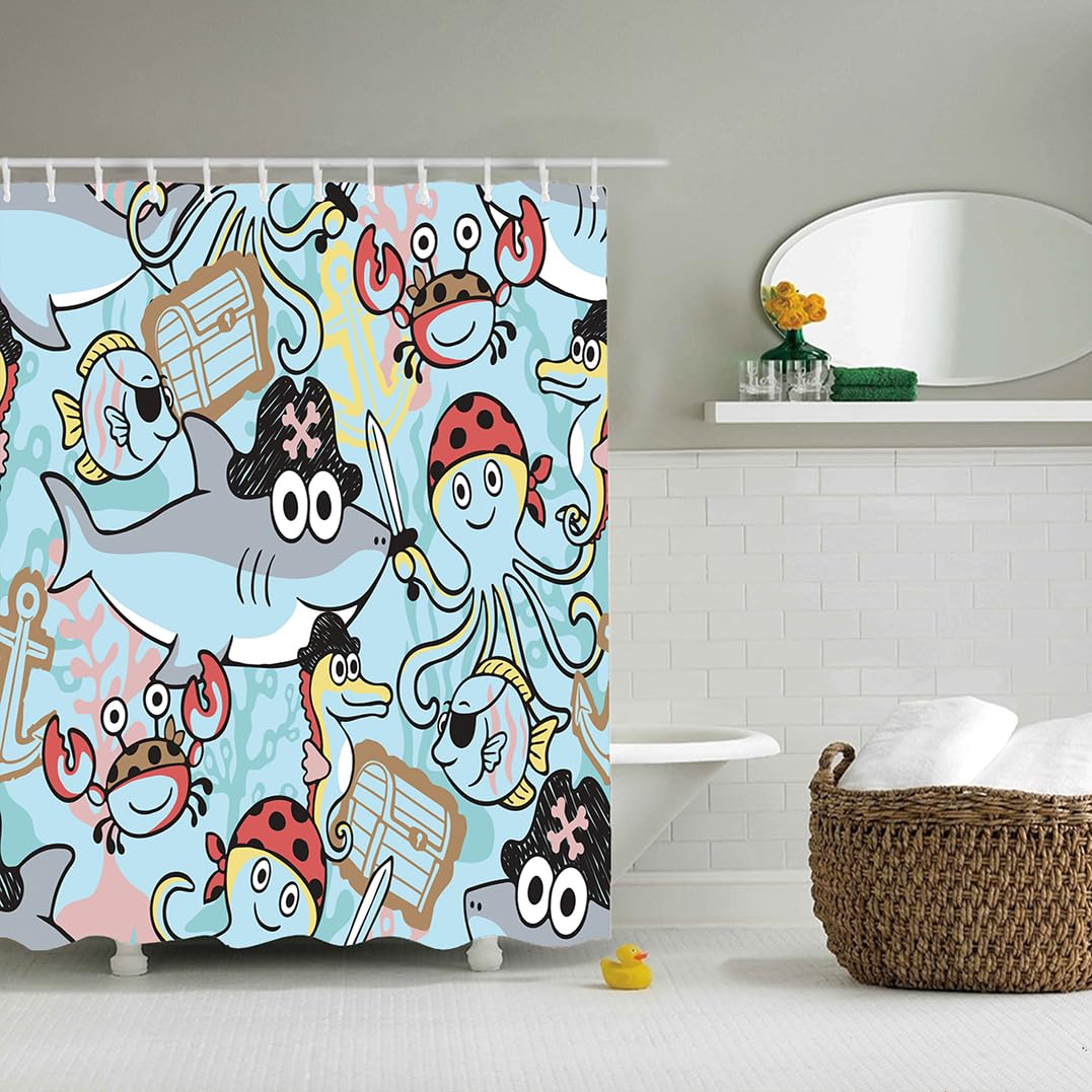 Shower Curtain Bathroom Decor with 12 Plastic Hooks 72 x 72 Inch