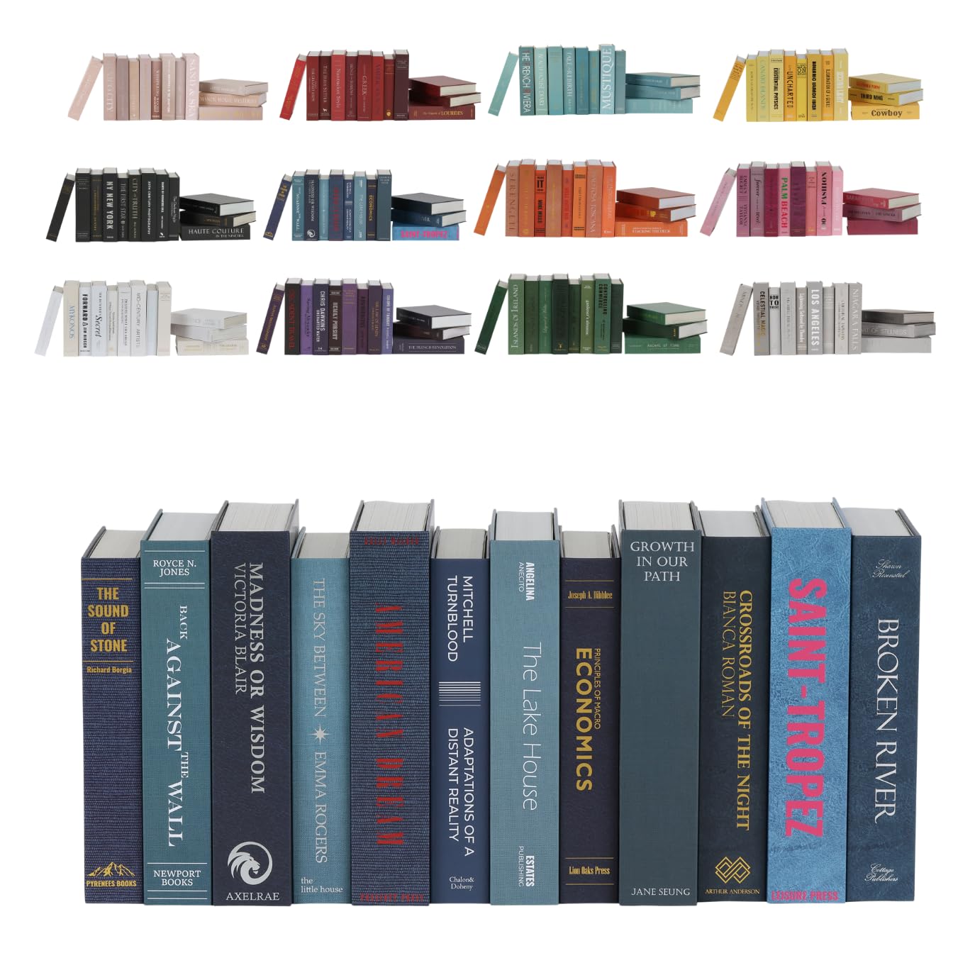 Decorative Faux Books, 12 Fake Books for Bookshelf Decor