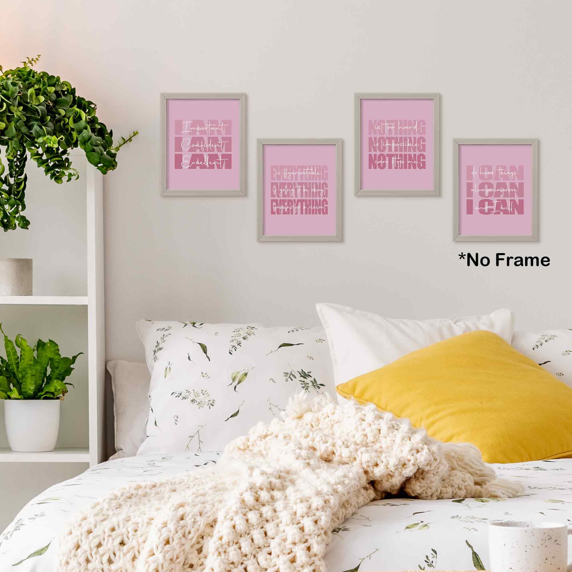 Set of 4 Inspirational Posters â€?Motivational Wall Art for Teen Girls & Women (8x10)