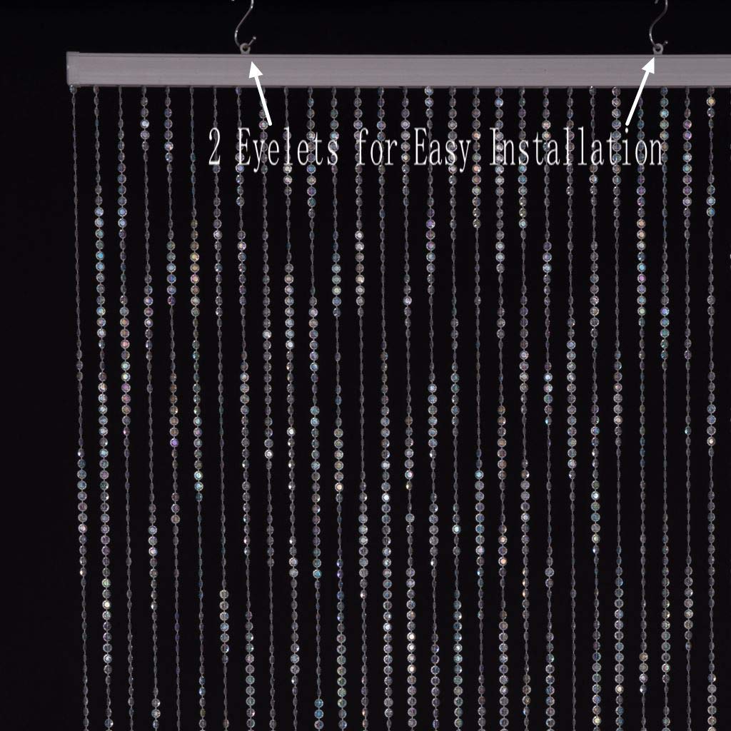 Strands Iridescent Crystal Beaded Curtain for Doorway Room Divider Party Bedroom Decorations, Diamond Cut Bead Curtain, 34 PCS 3FT X 9FT