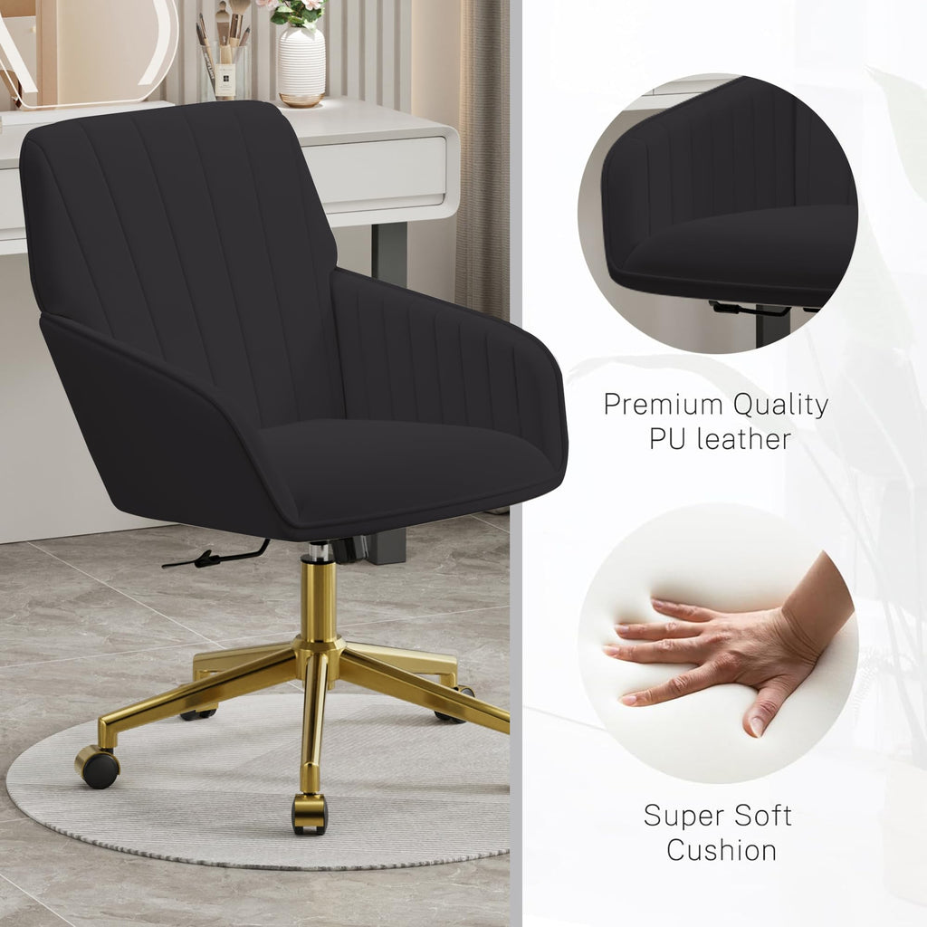 Velvet Modern Cute Chair with Back, Height Adjustable Upholstered Vanity Chair with Swivel Wheels