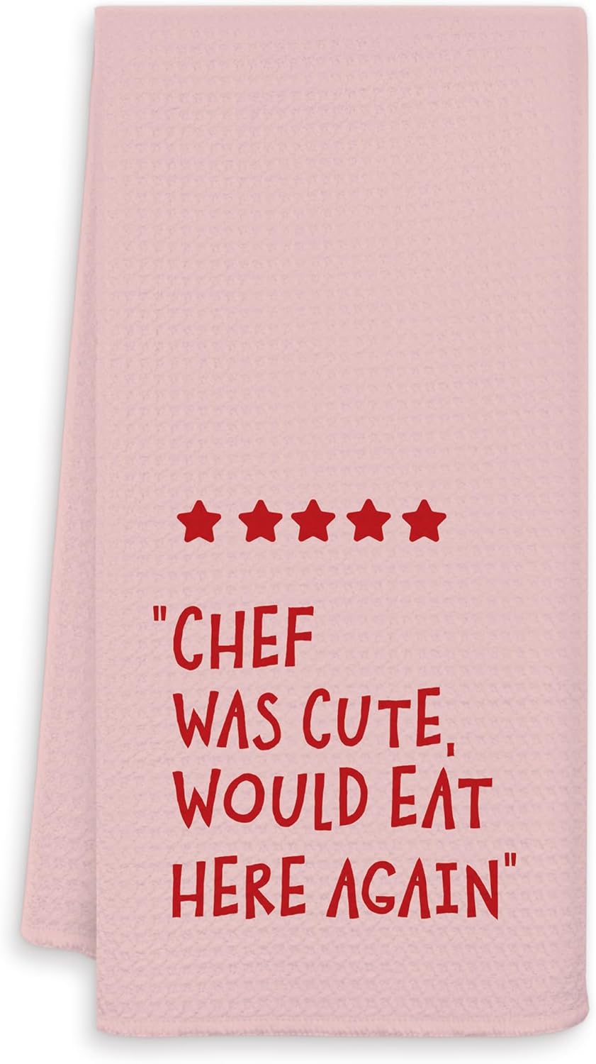 Pink Chef was Cute Would Eat Here Again Kitchen Towels, 16x24 Inch