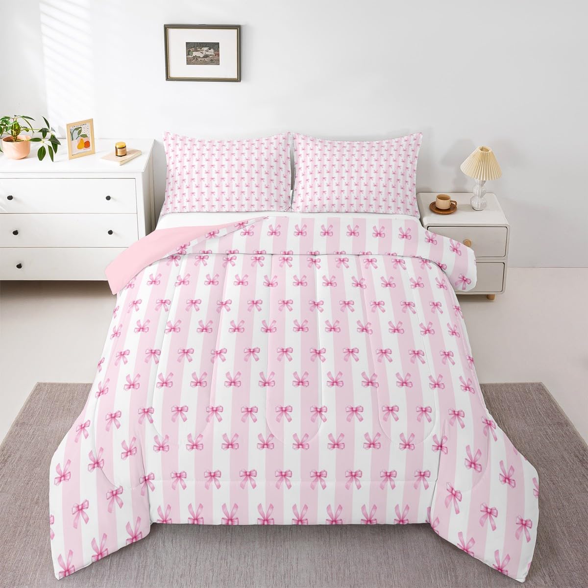 Dreamy Sweet Princess Style Quilt Set Reversible Duvet Insert, 2 Pillowcases