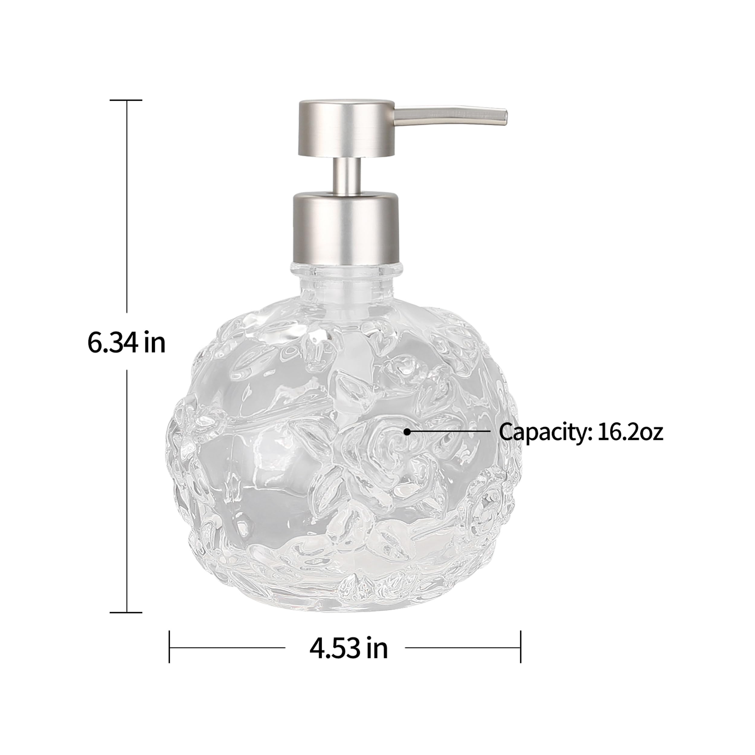 Glass Soap Pump Dispenser, Refillable Soap Dispenser