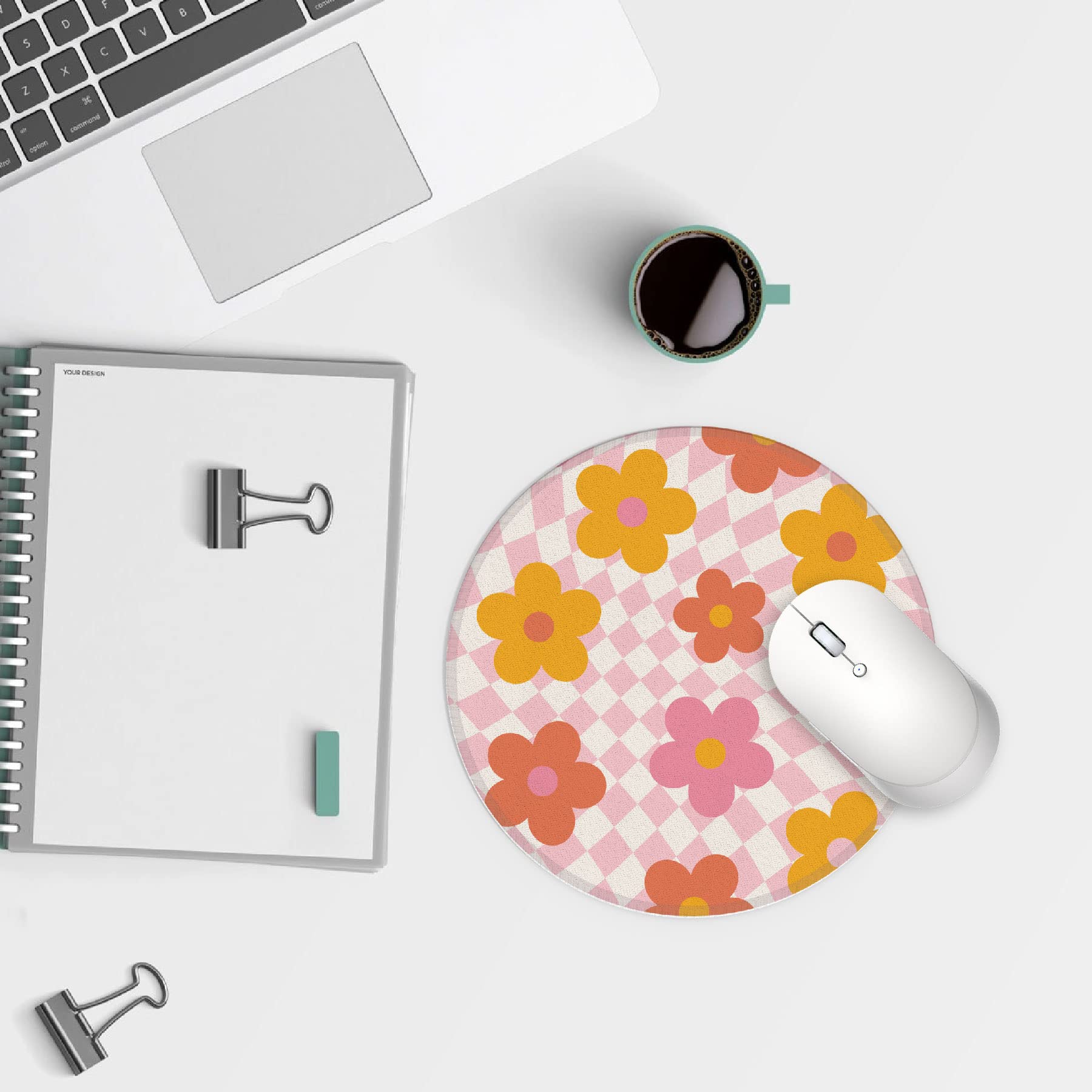 Y2K Aesthetic Small Mouse Pad - Washable Round Cloth Mousepad for Office Laptop Computer, Non-Slip Rubber Base