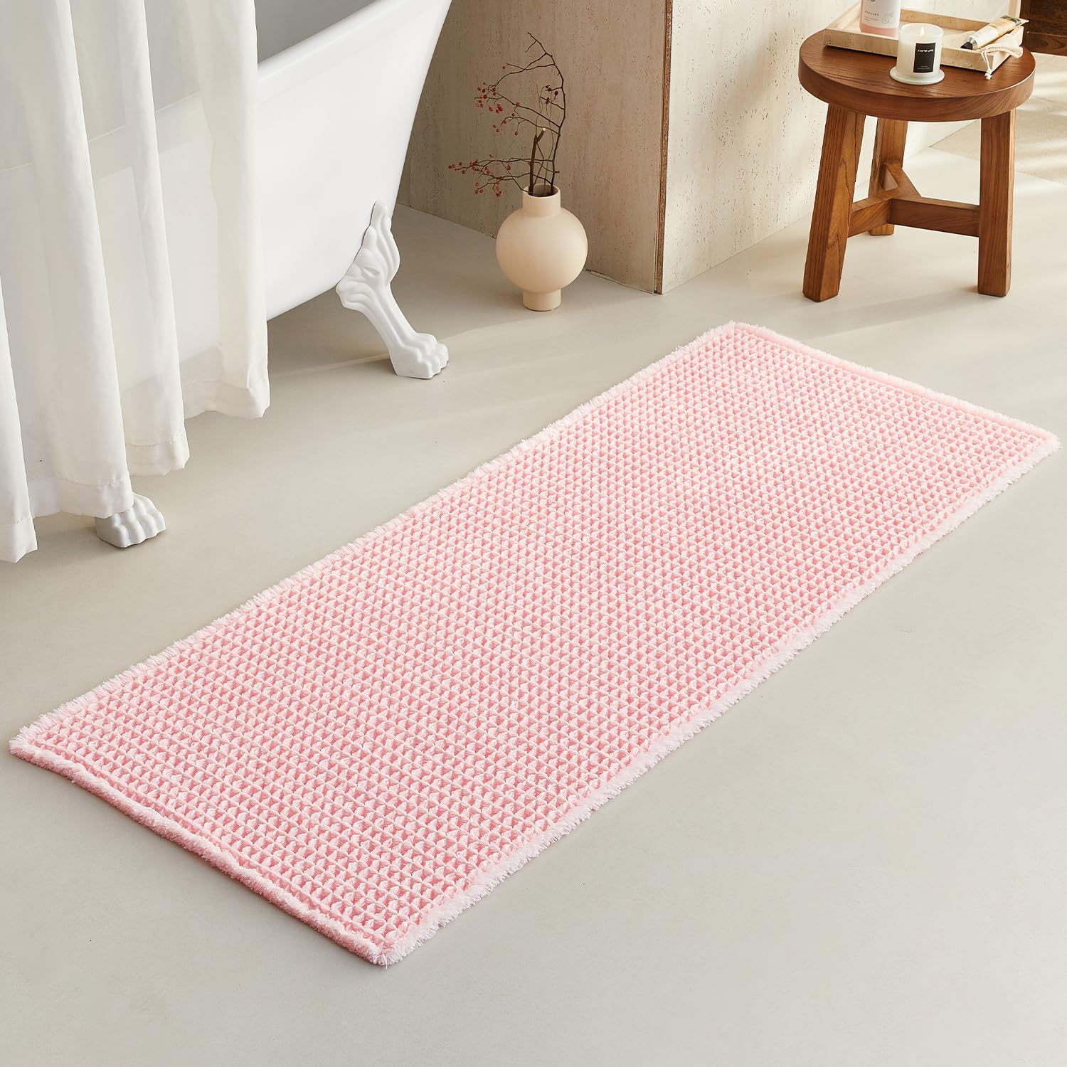 Waffle Bath Mat Non Slip Washable Quick Dry Cute Bath Mat