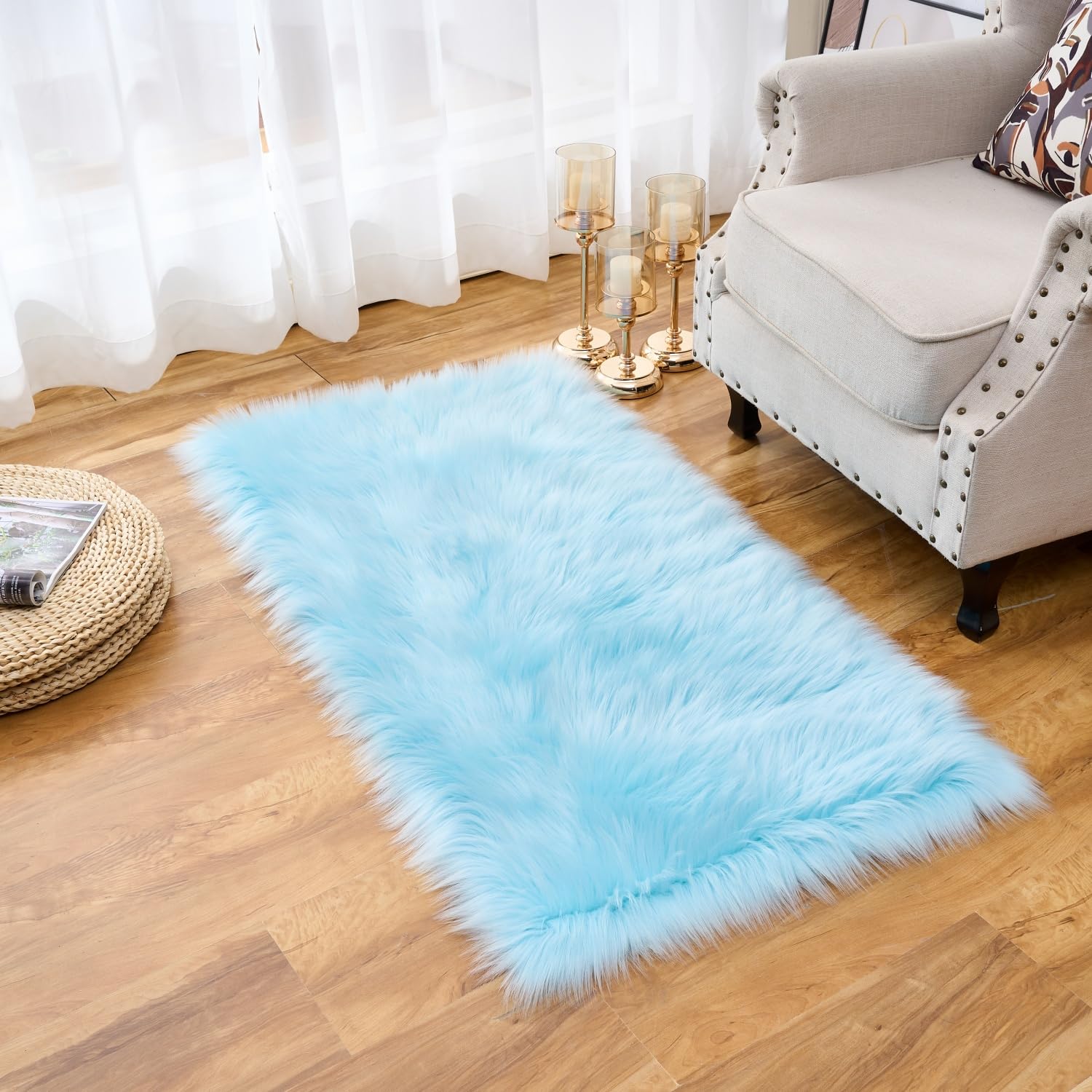 Ultra Soft Faux Fluffy/Fuzzy Shaggy Area Rug - Fur Chair Cover Seat Pad