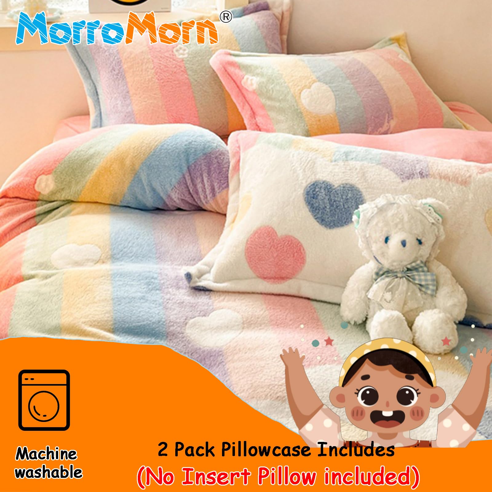 Kawaii Decorative Pillows Covers Pink, 2 Packs Plush Pillow Cases Standard Size, Soft Furry Throw Pillowcase Cushion Shams with Zipper Closure Girls Room Decor