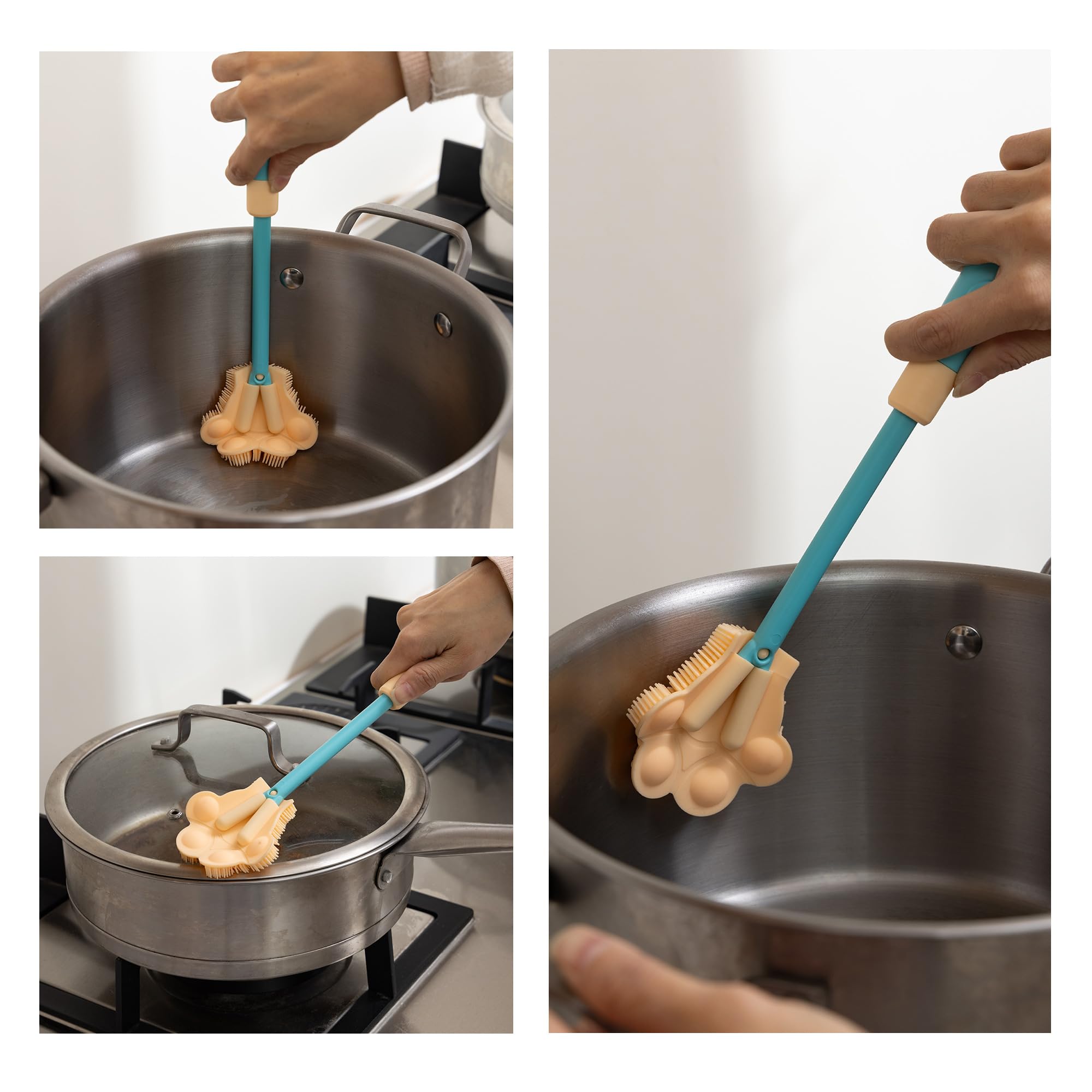 Silicone Bottle and Pot Brush Cleaner, Adjustable Handle Length (10.5-13.8in)