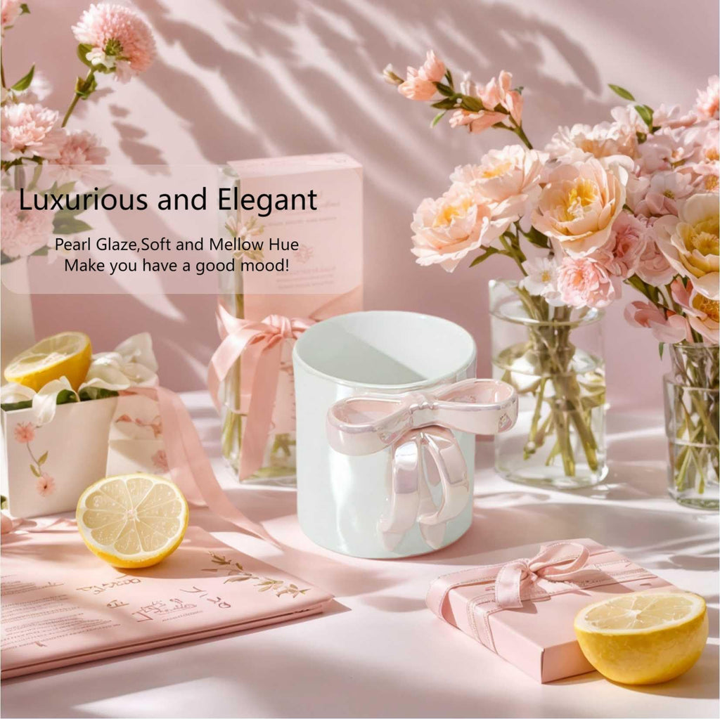Ceramic Mug with Bow Ribbon Handle