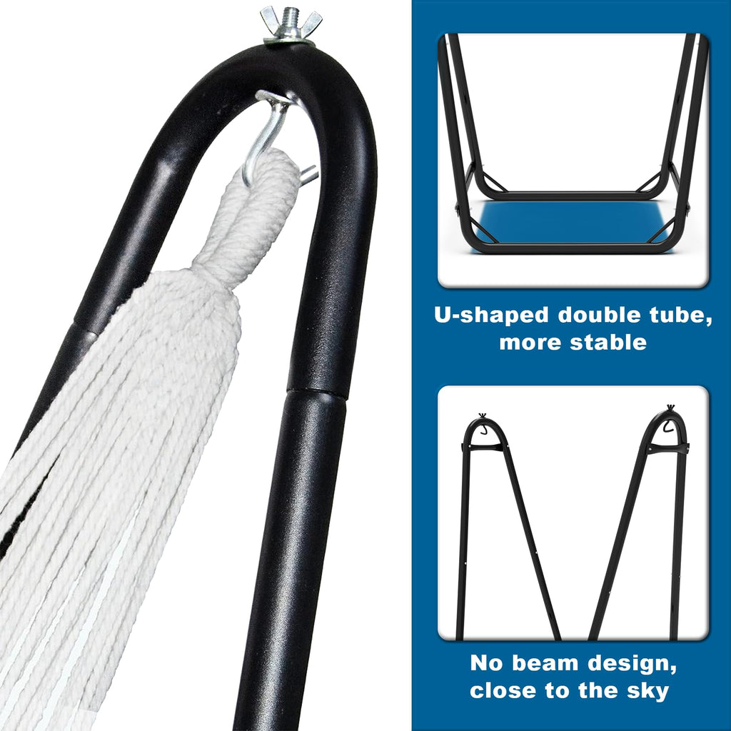 Hammock Chair with Stand,Heavy-Duty Hanging Chair with Stand for Indoor Outdoor, Sturdy Swing Chair Stand Max Load 350 pounds (Hammock Chair Included)