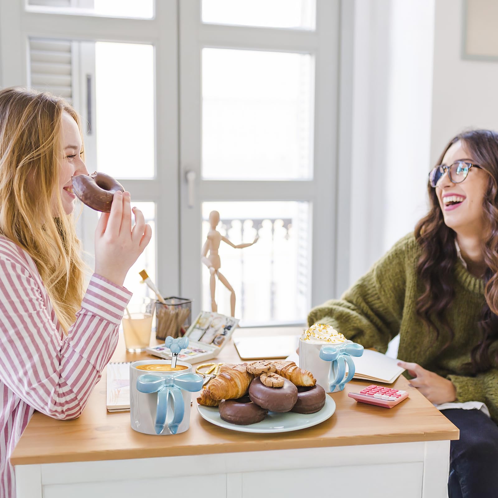 Ceramic Bow Handle Mug, Electroplated Finish with Shimmering Starry Glow, High-Temperature Fired for Durability 12OZ